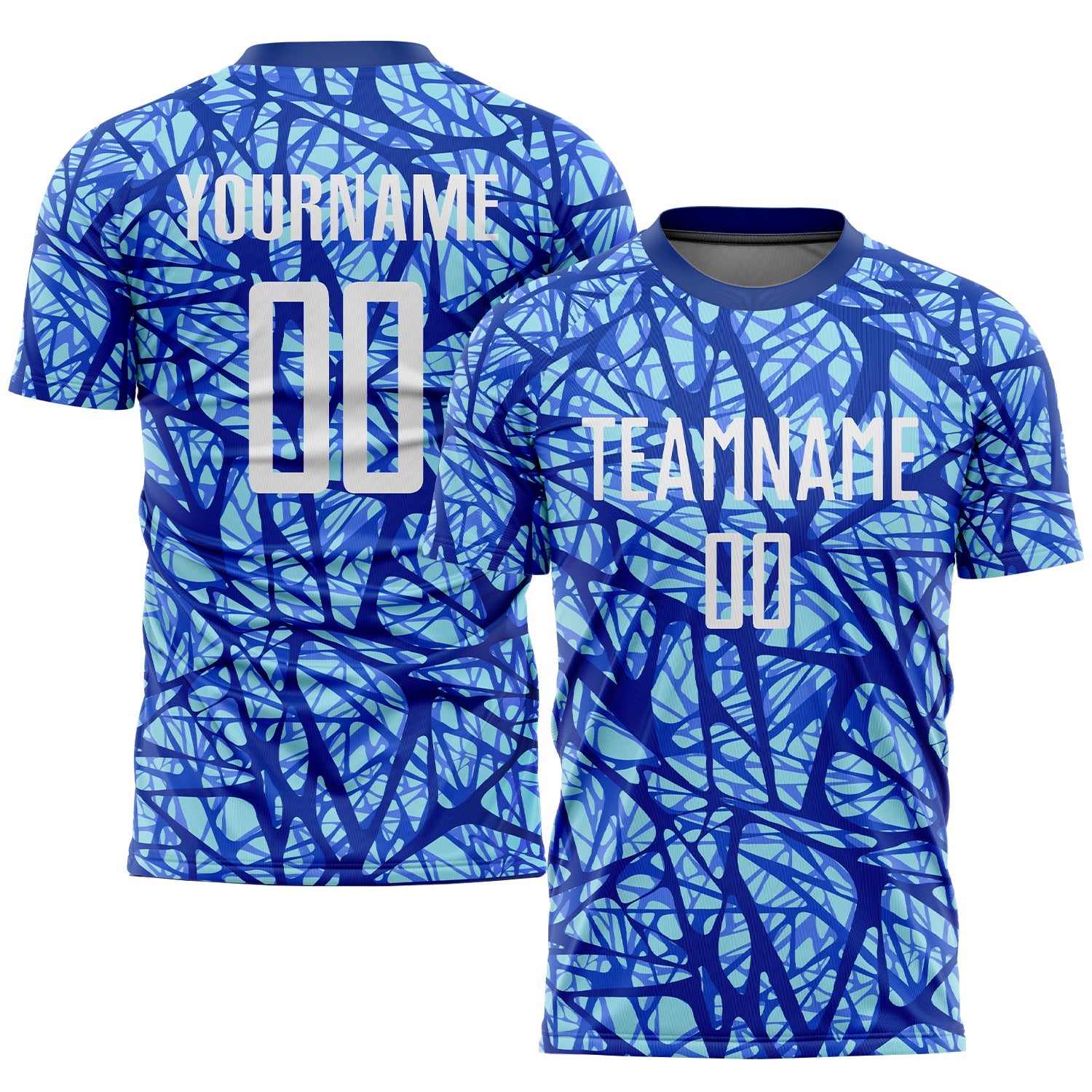 Custom Royal White-Light Blue Sublimation Soccer Uniform Jersey - Main View