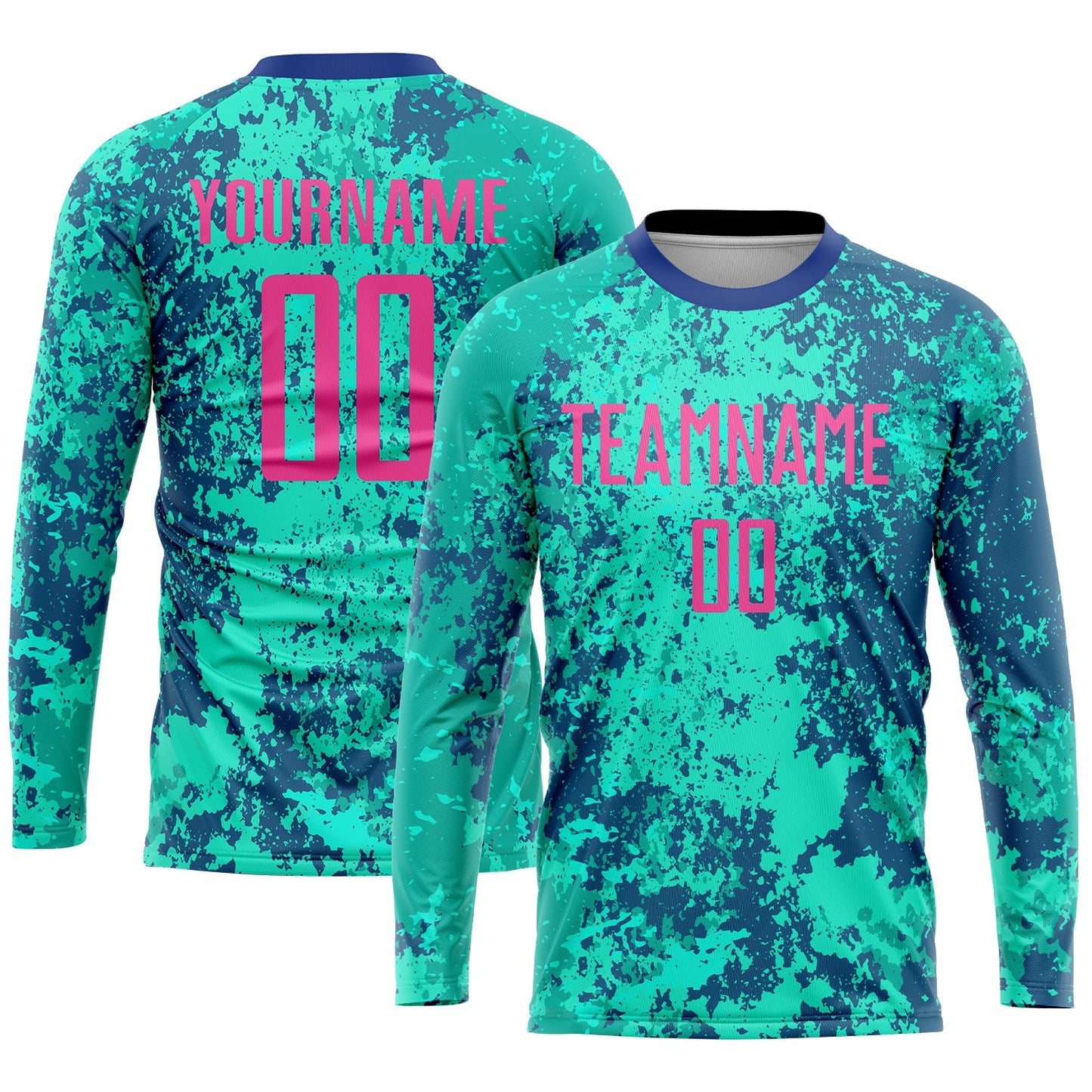 Custom Teal Pink-Royal Sublimation Soccer Uniform Jersey view 3
