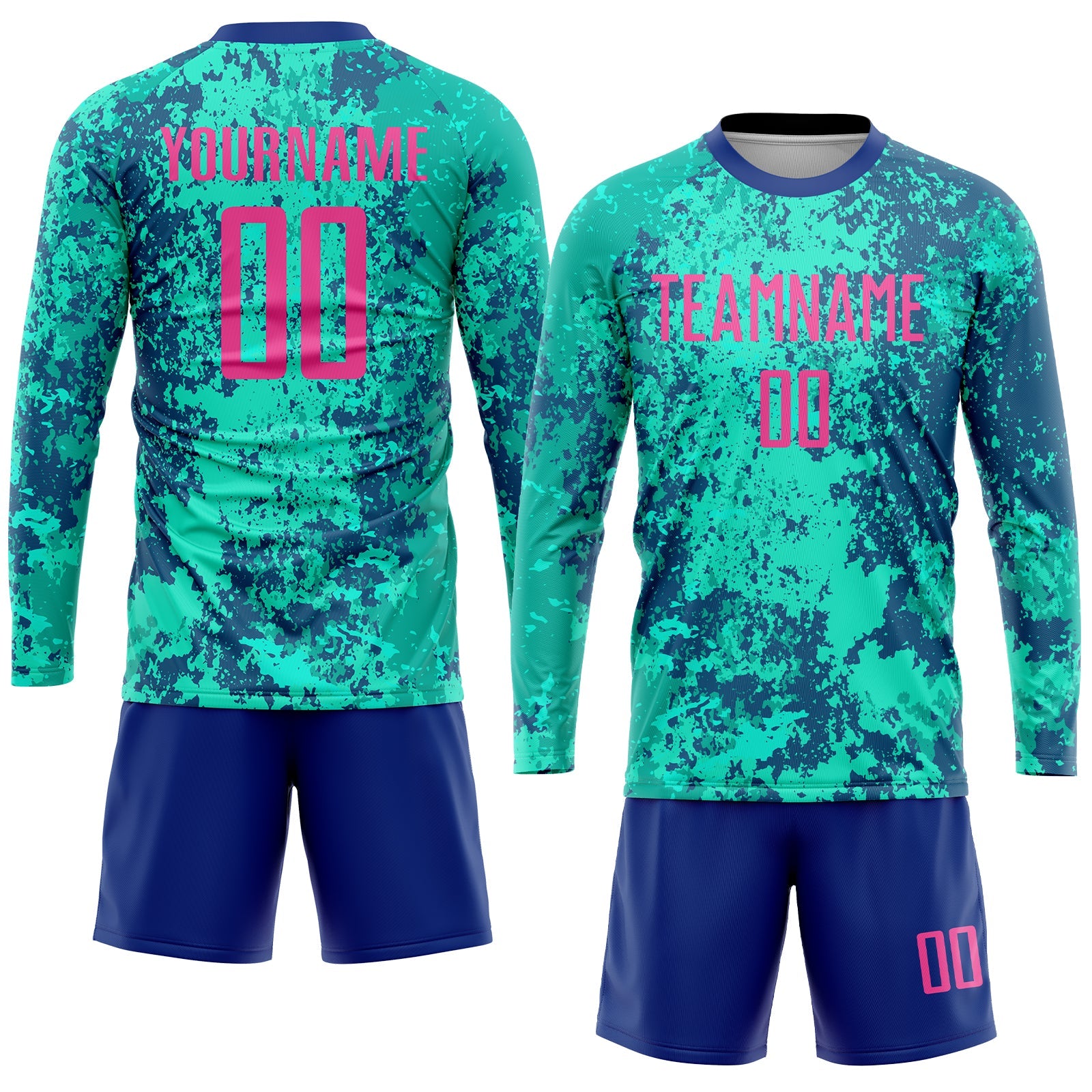 Custom Teal Pink-Royal Sublimation Soccer Uniform Jersey view 4