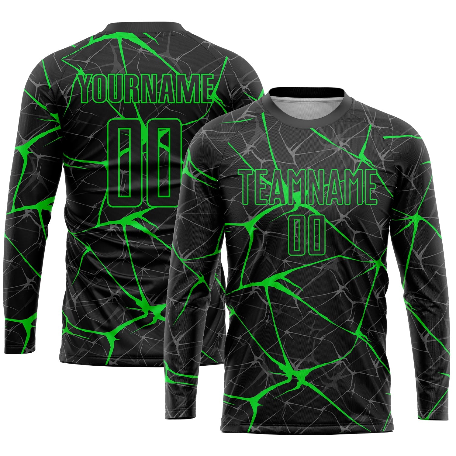 Custom Black Neon Green Sublimation Soccer Uniform Jersey view 3