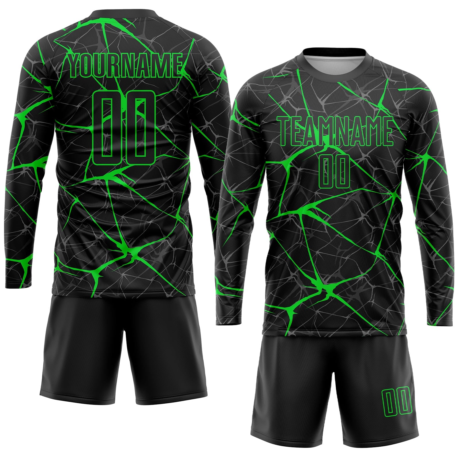Custom Black Neon Green Sublimation Soccer Uniform Jersey view 4
