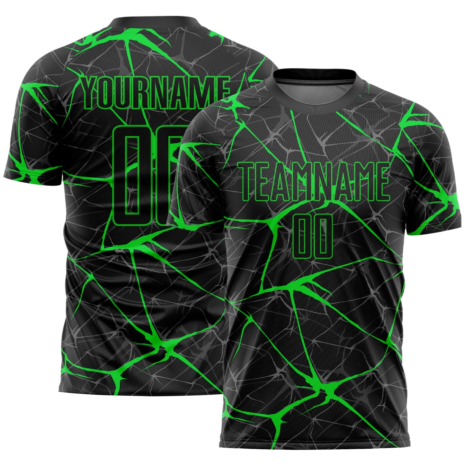 Custom Black Neon Green Sublimation Soccer Uniform Jersey - Main View