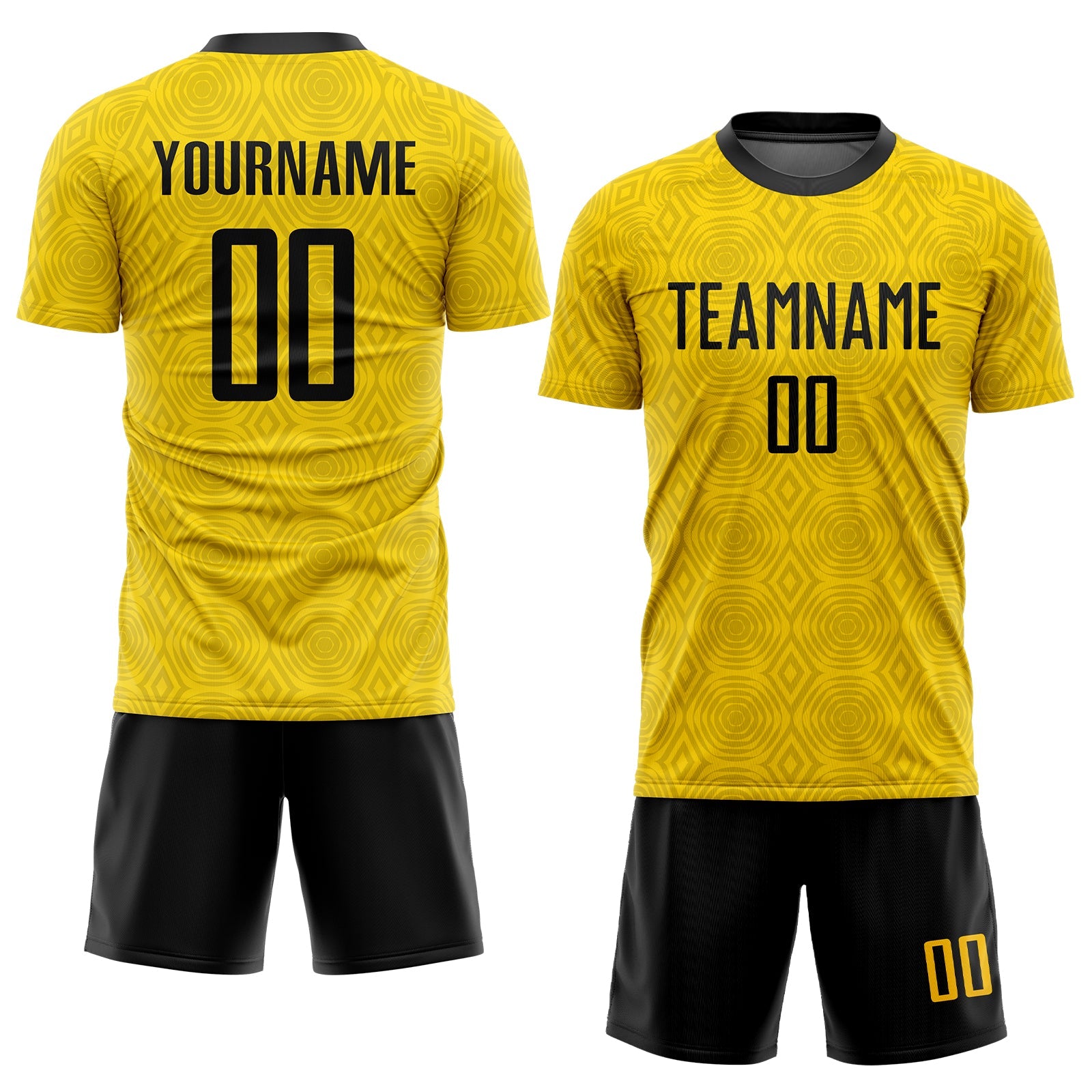 Custom Gold Black Sublimation Soccer Uniform Jersey view 2