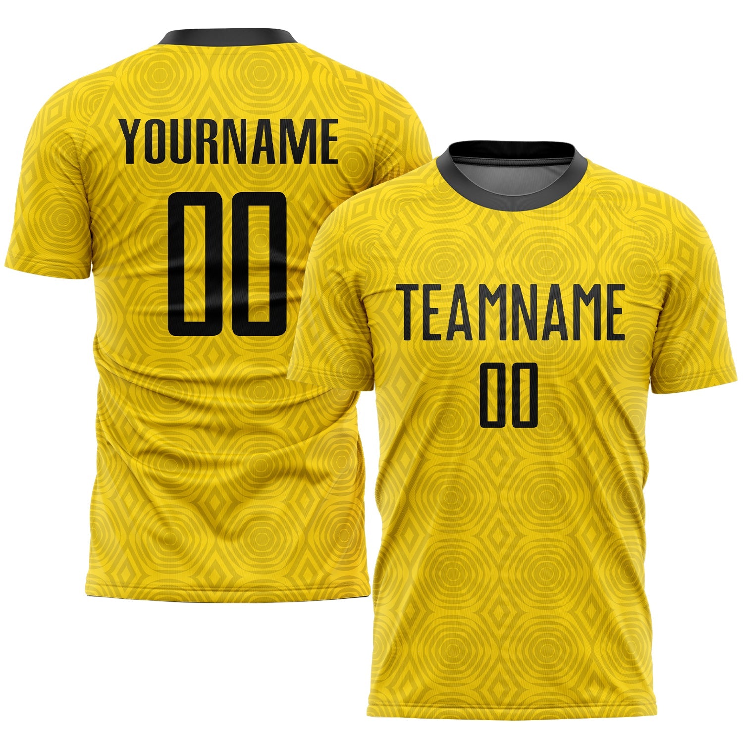 Custom Gold Black Sublimation Soccer Uniform Jersey - Main View