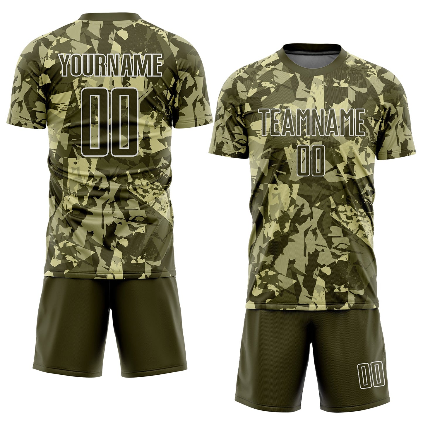 Custom Camo Olive-White Sublimation Salute To Service Soccer Uniform Jersey view 2