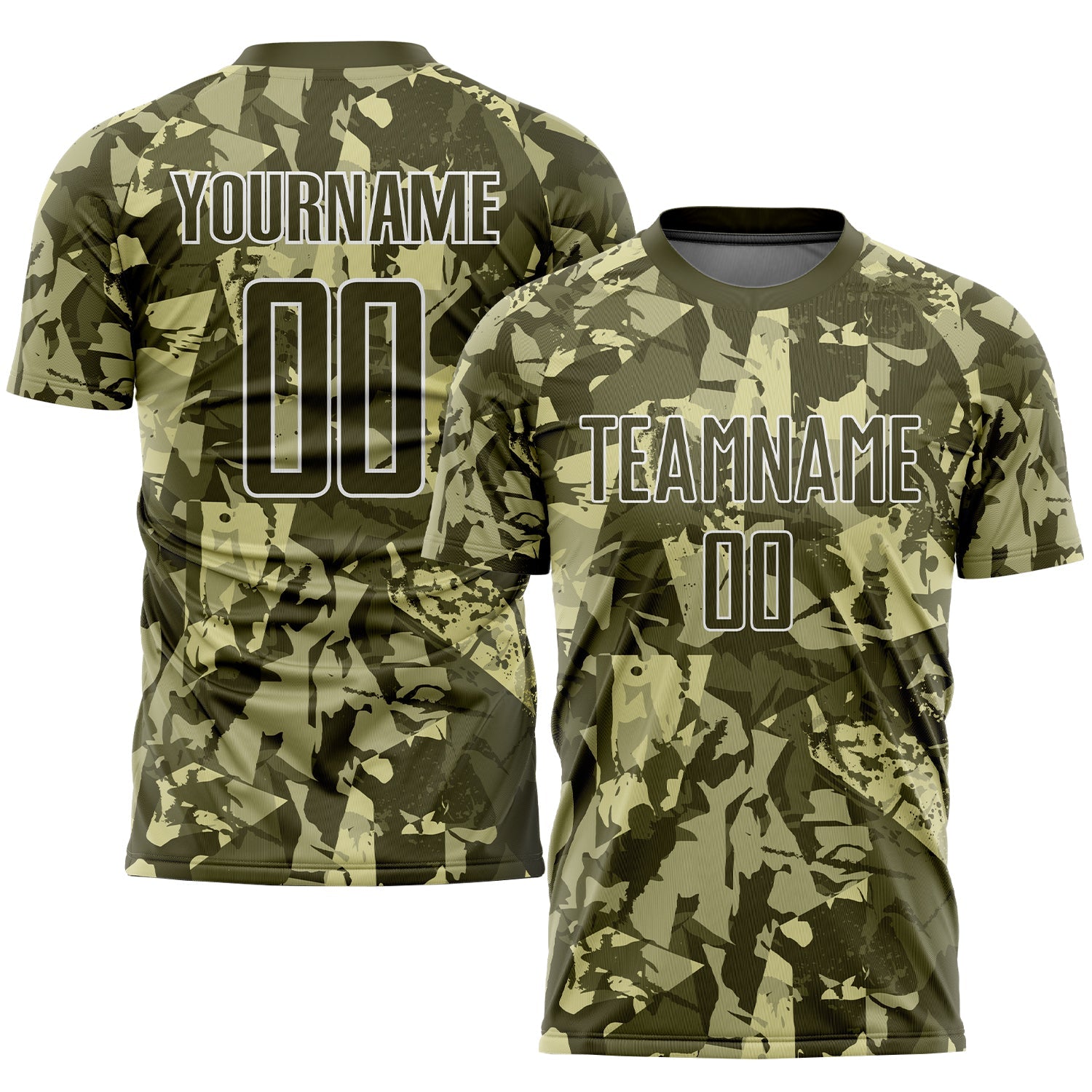 Custom Camo Olive-White Sublimation Salute To Service Soccer Uniform Jersey - Main View