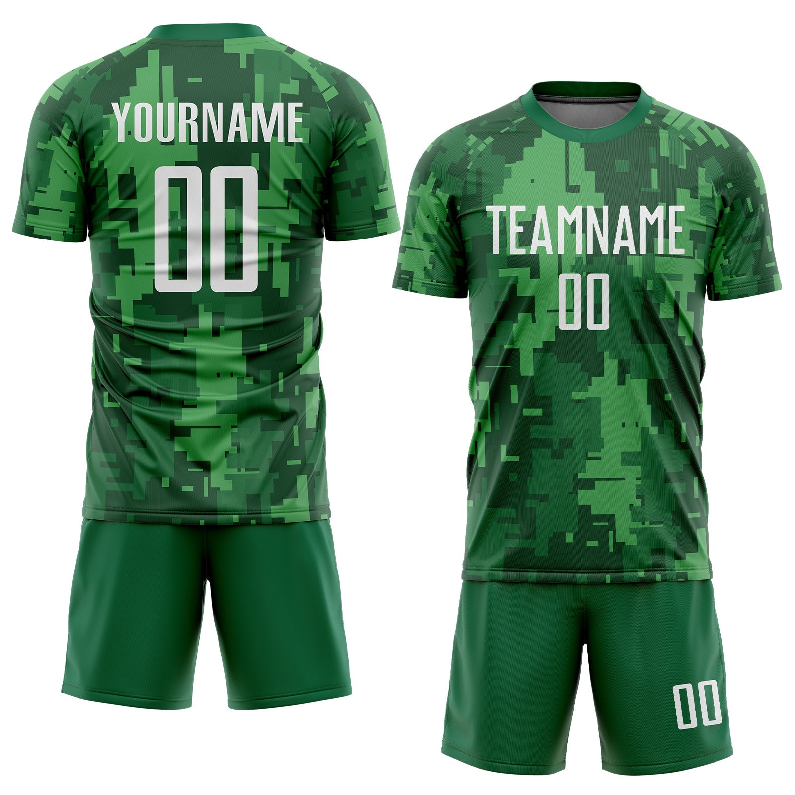 Custom Camo White-Kelly Green Sublimation Salute To Service Soccer Uniform Jersey view 2