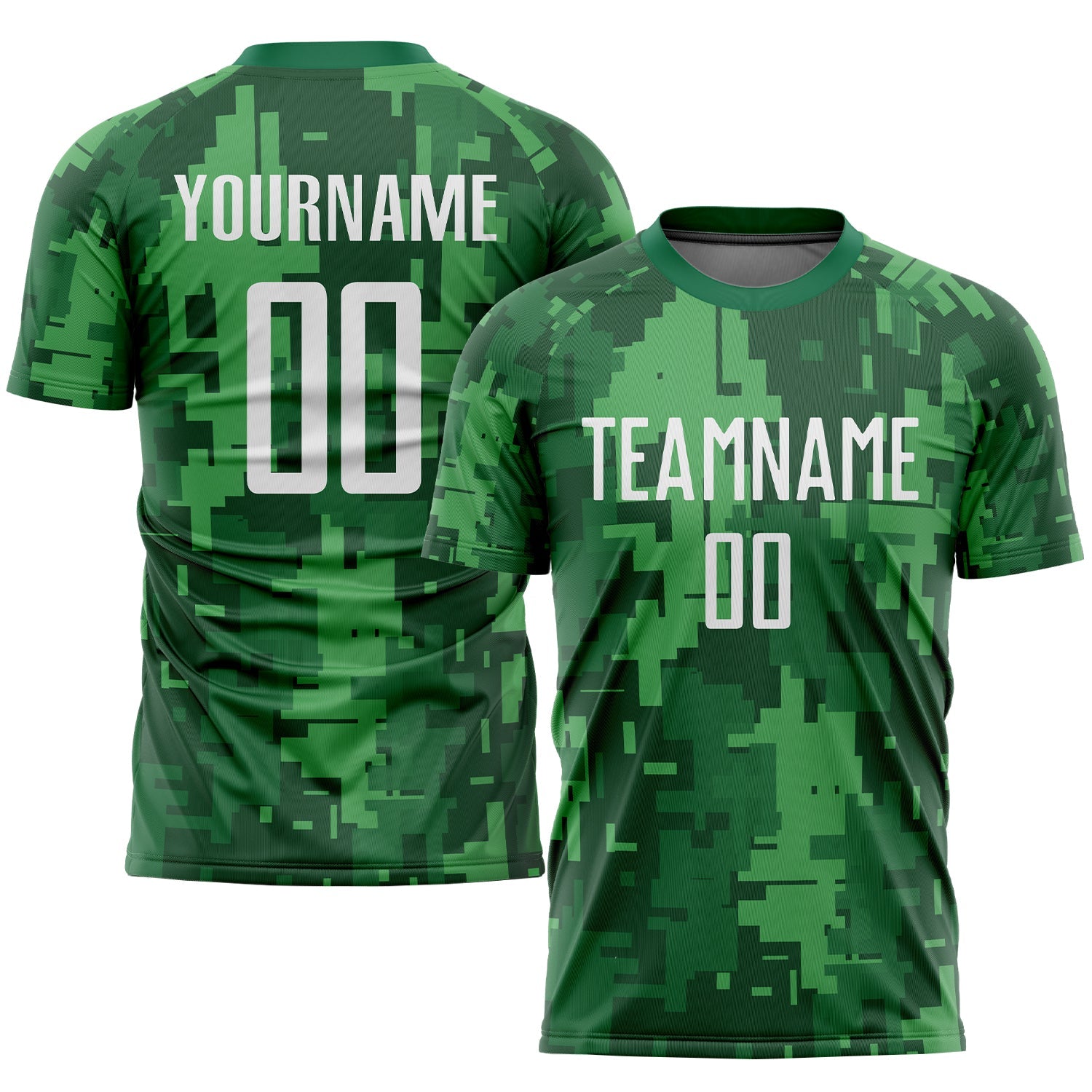 Custom Camo White-Kelly Green Sublimation Salute To Service Soccer Uniform Jersey - Main View