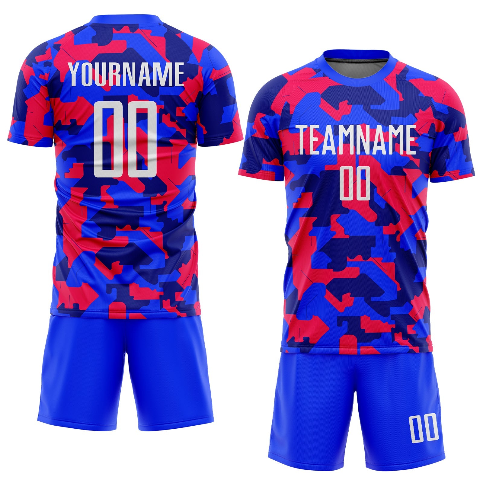 Custom Camo White-Royal Sublimation Salute To Service Soccer Uniform Jersey view 2