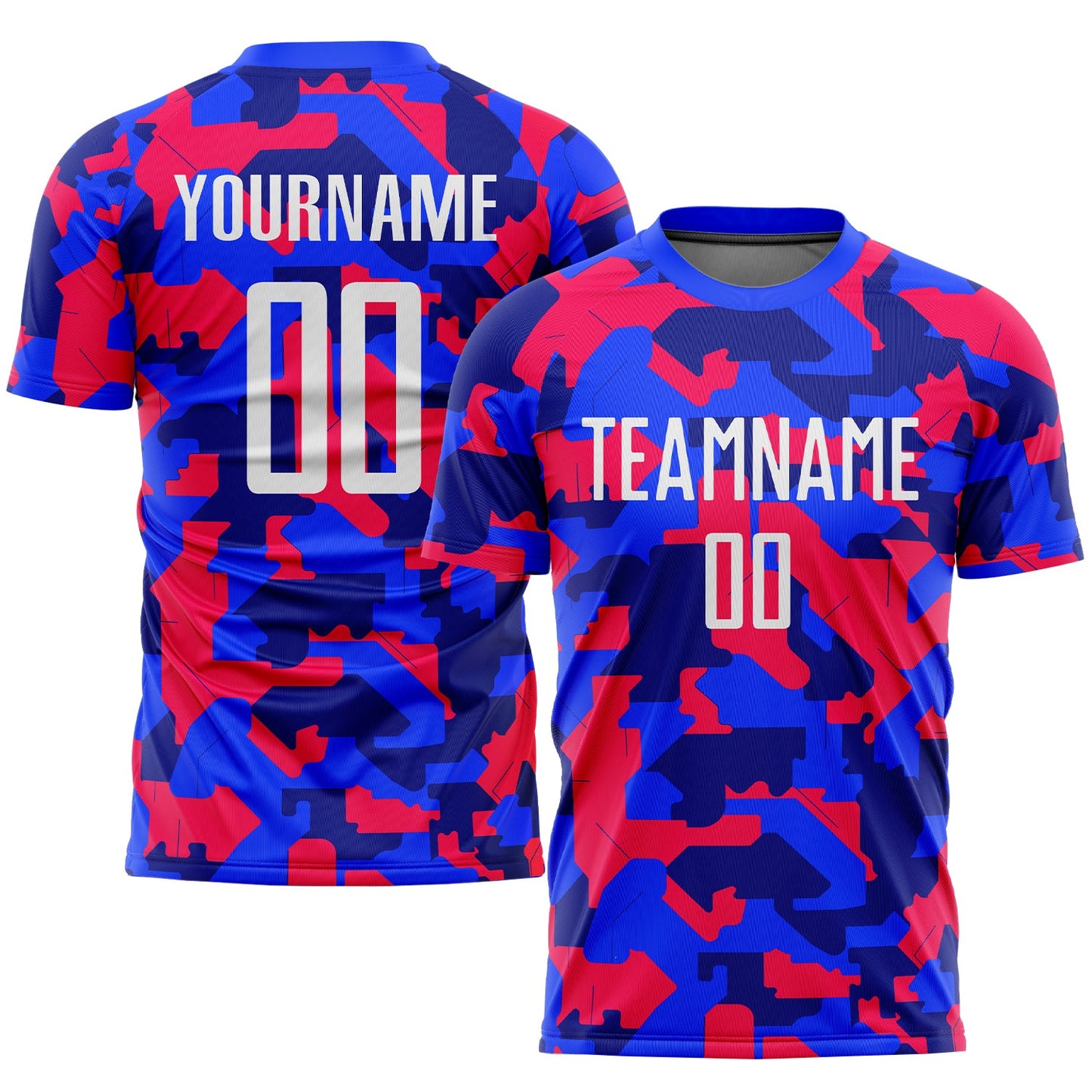 Custom Camo White-Royal Sublimation Salute To Service Soccer Uniform Jersey - Main View