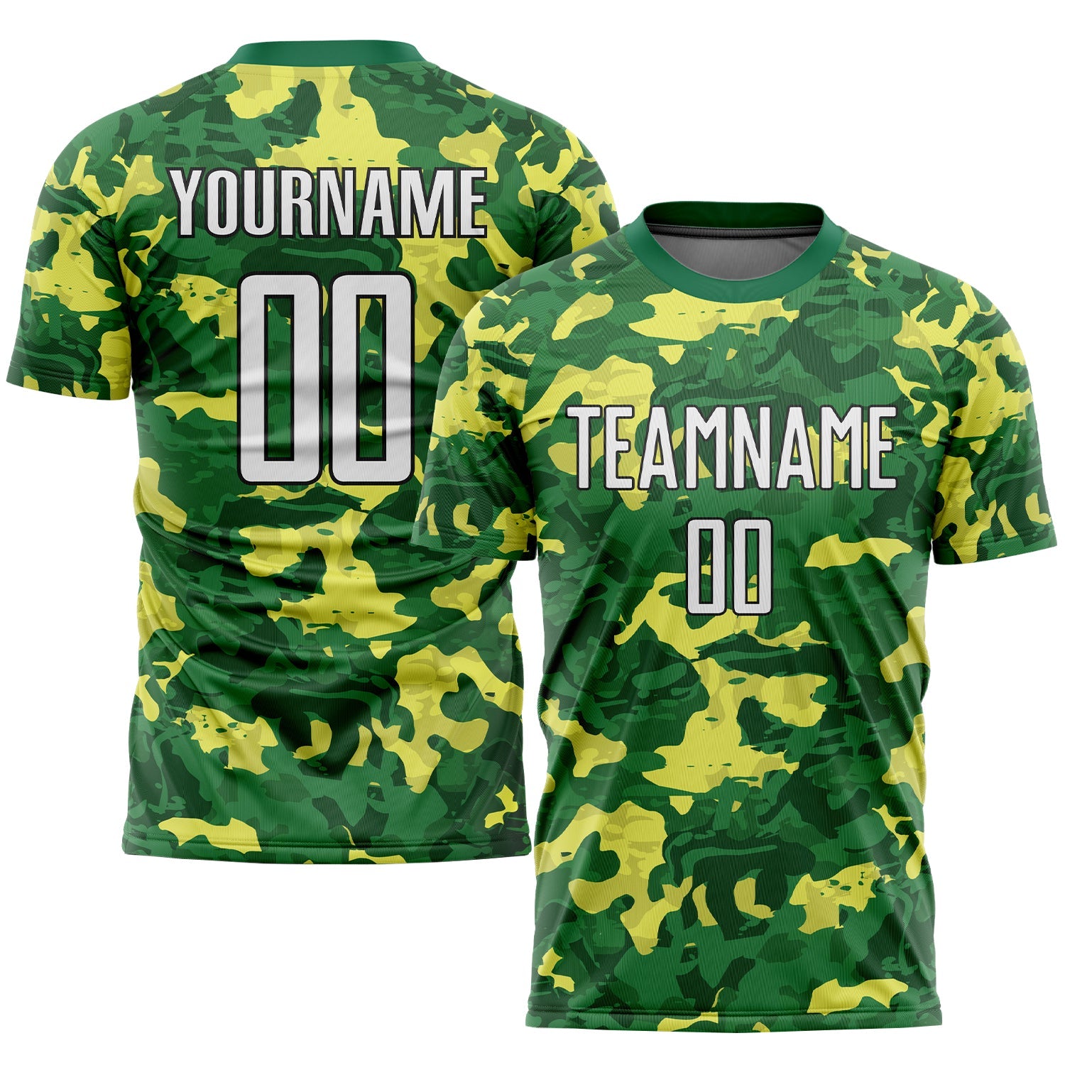 Custom Camo White-Kelly Green Sublimation Salute To Service Soccer Uniform Jersey - Main View