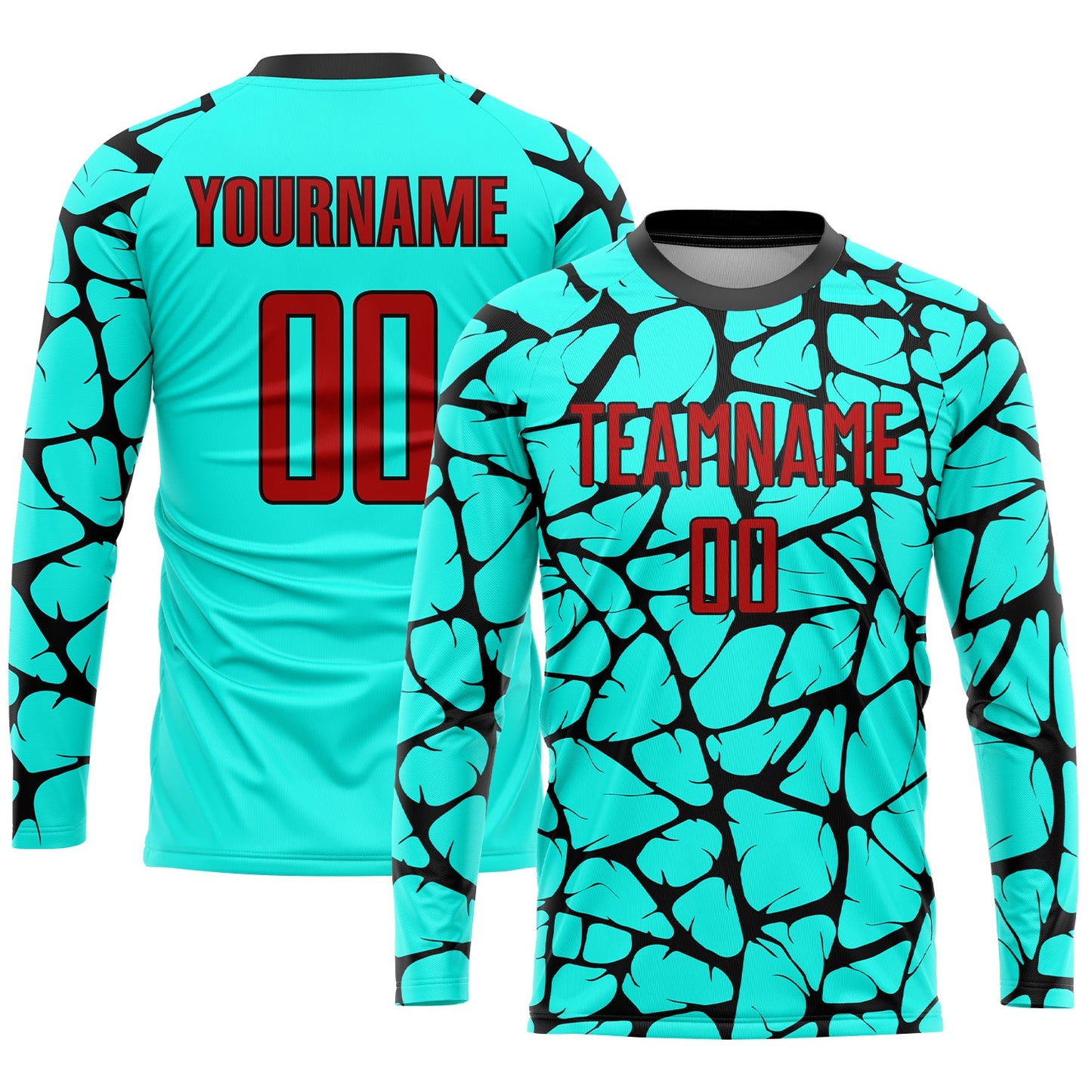 Custom Aqua Red-Black Sublimation Soccer Uniform Jersey view 3
