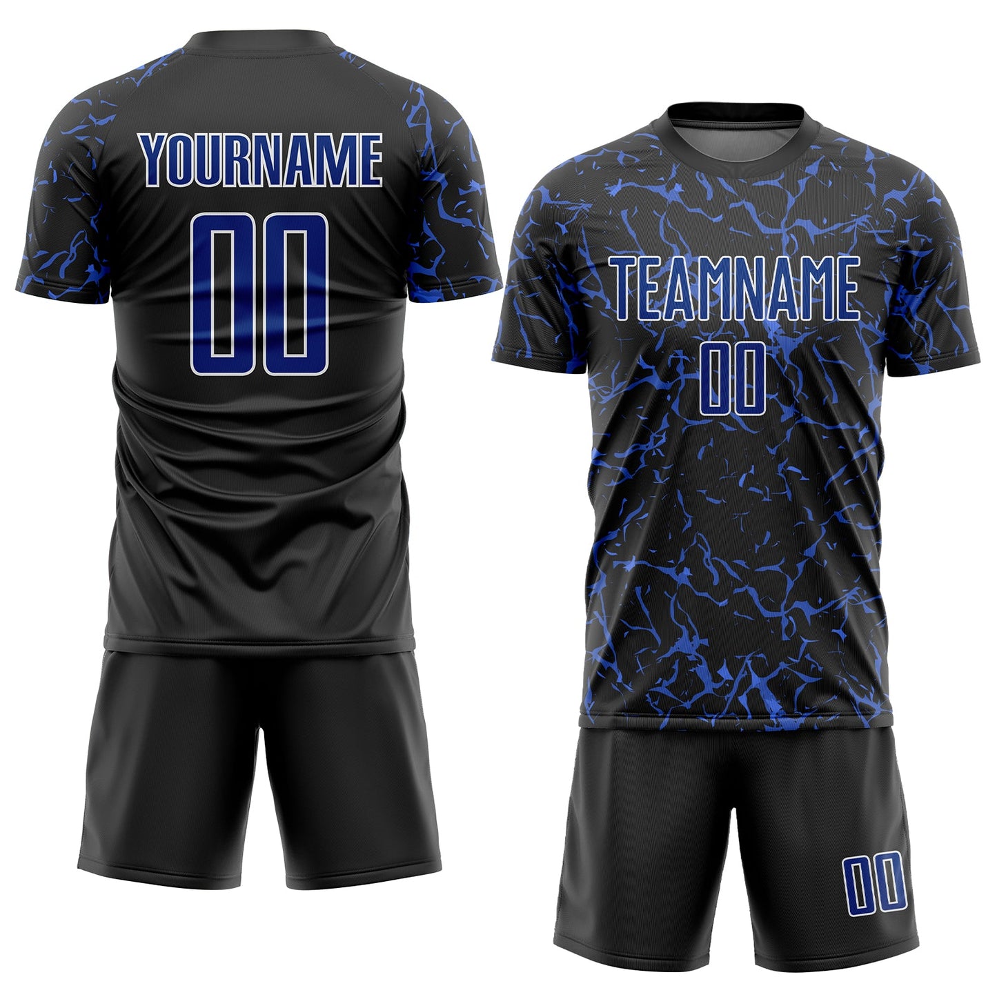 Custom Black Royal-White Sublimation Soccer Uniform Jersey view 2