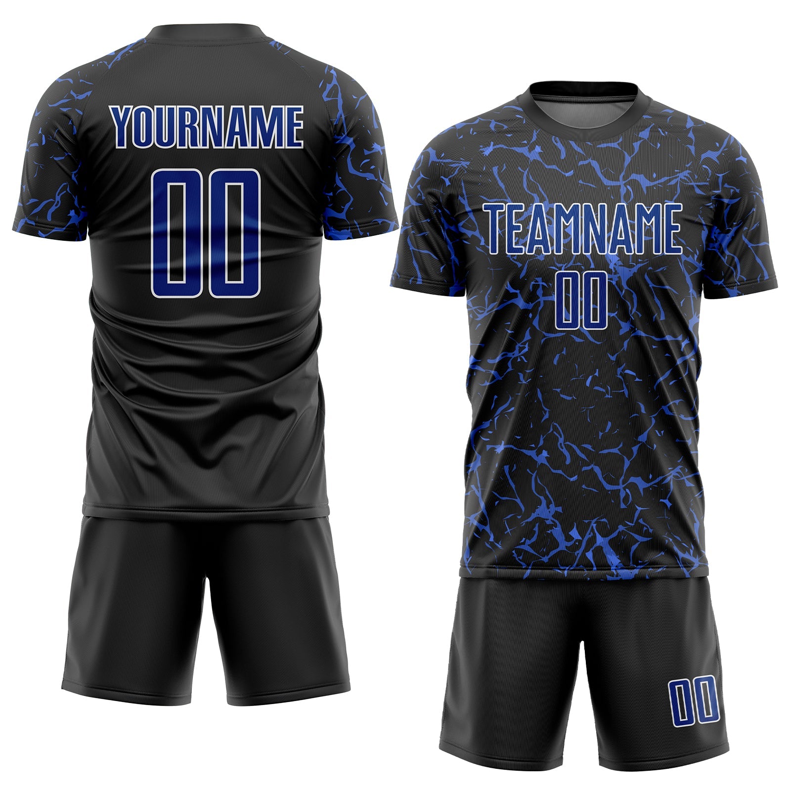 Custom Black Royal-White Sublimation Soccer Uniform Jersey view 2