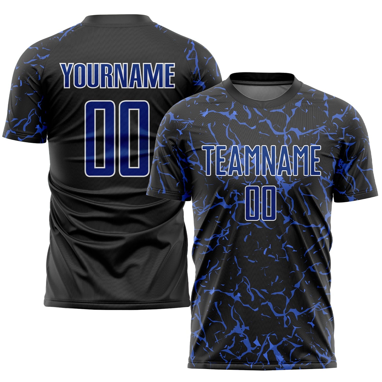 Custom Black Royal-White Sublimation Soccer Uniform Jersey - Main View