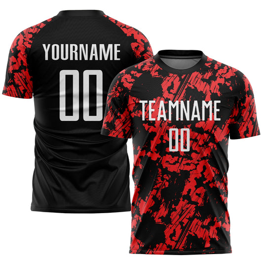 Custom Red White-Black Sublimation Soccer Uniform Jersey - Main View