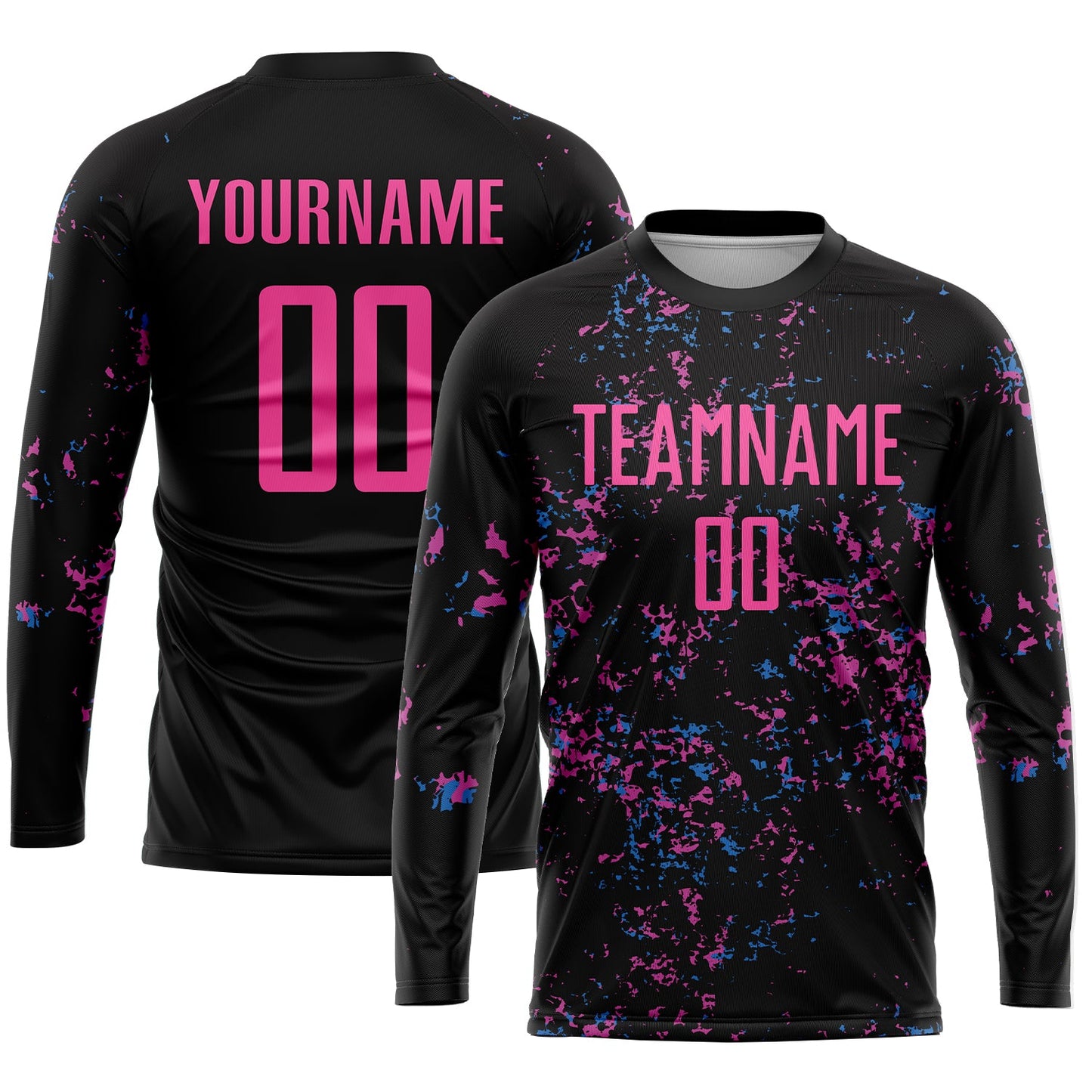 Custom Black Pink-Light Blue Sublimation Soccer Uniform Jersey view 3