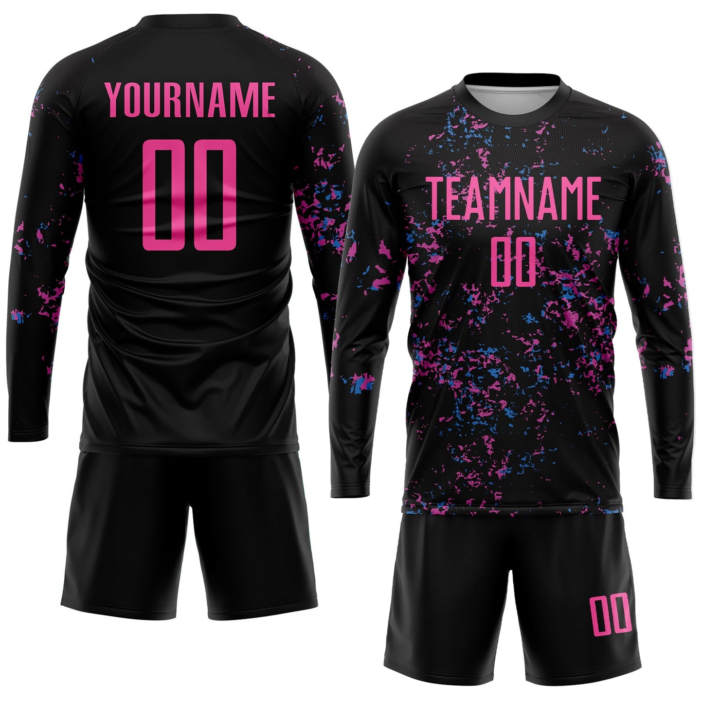 Custom Black Pink-Light Blue Sublimation Soccer Uniform Jersey view 4