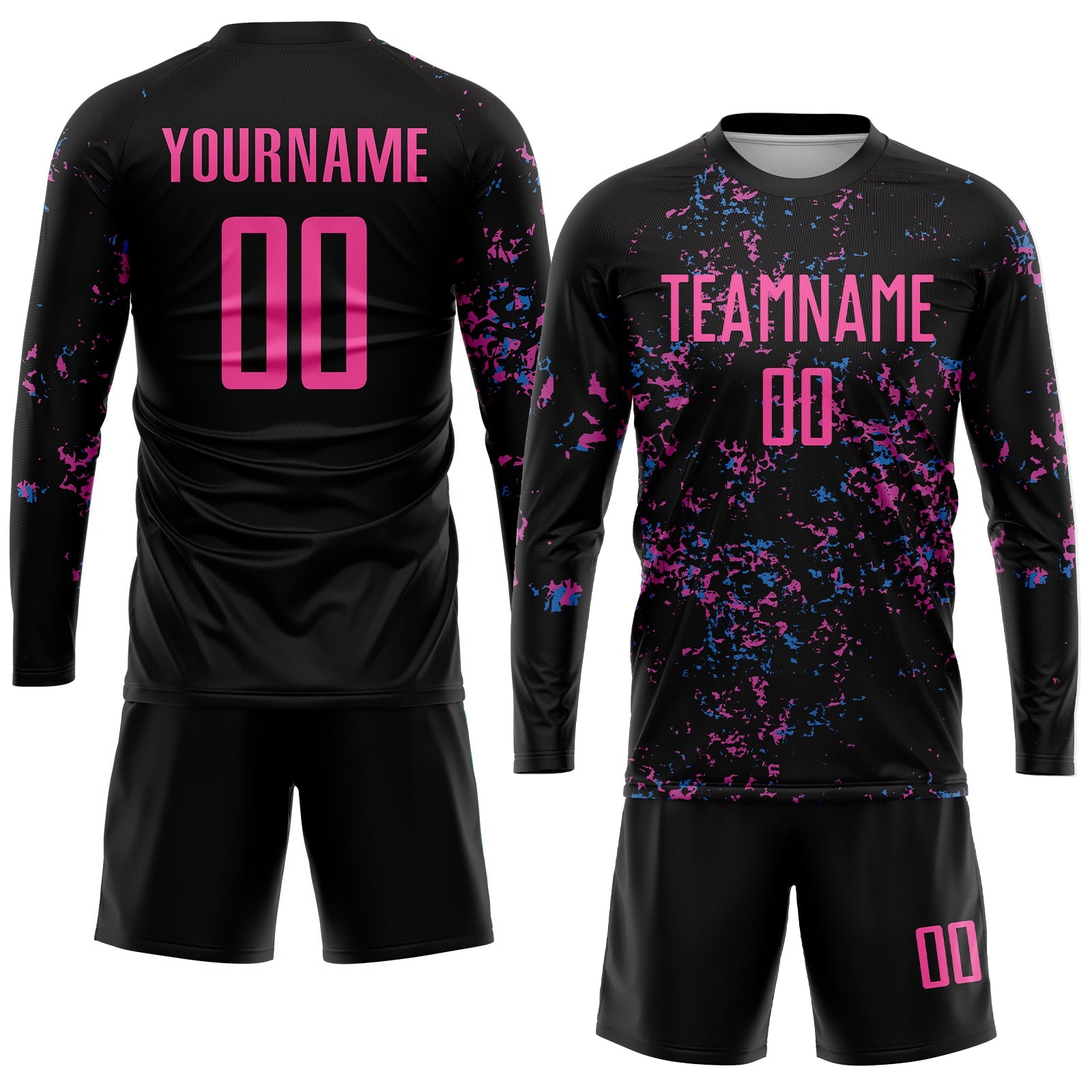 Custom Black Pink-Light Blue Sublimation Soccer Uniform Jersey view 4