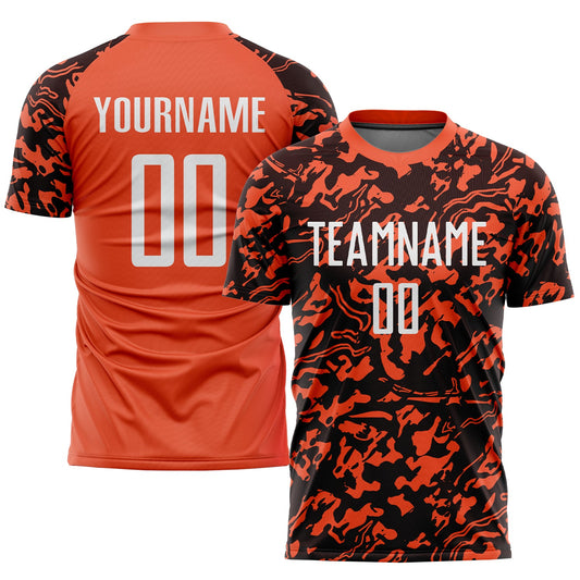 Custom Orange White-Black Sublimation Soccer Uniform Jersey - Main View