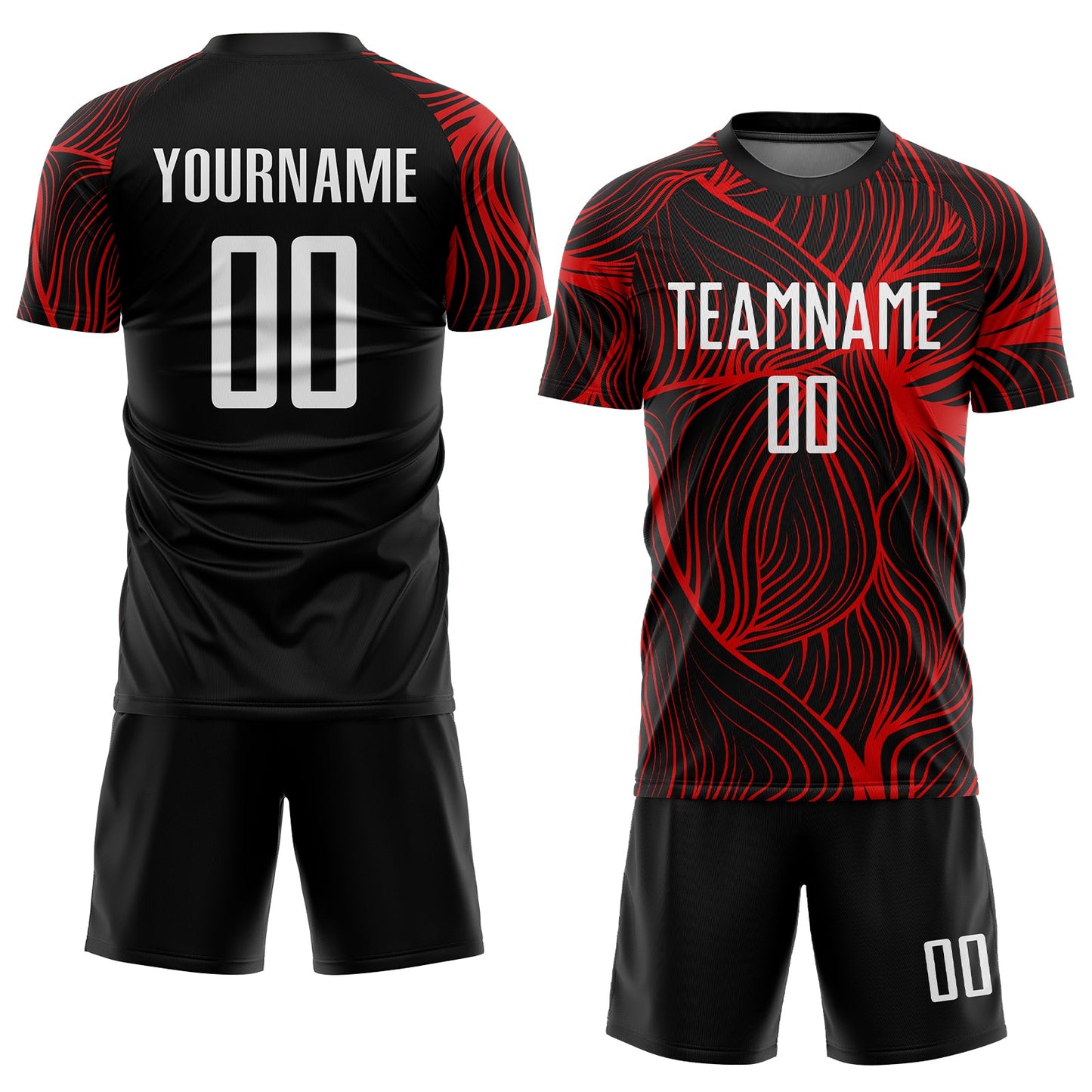 Custom Black White-Red Sublimation Soccer Uniform Jersey view 2