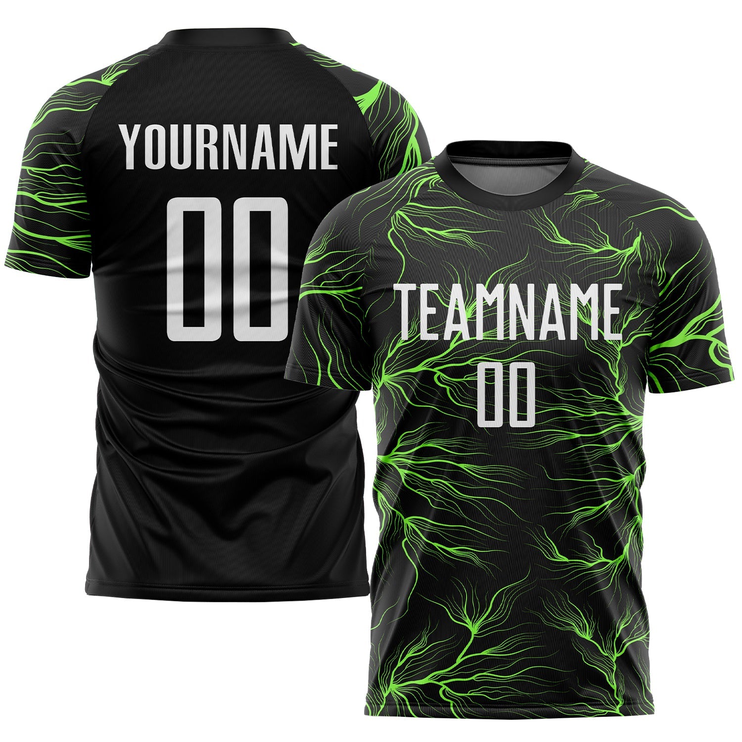 Custom Black White-Neon Green Sublimation Soccer Uniform Jersey - Main View