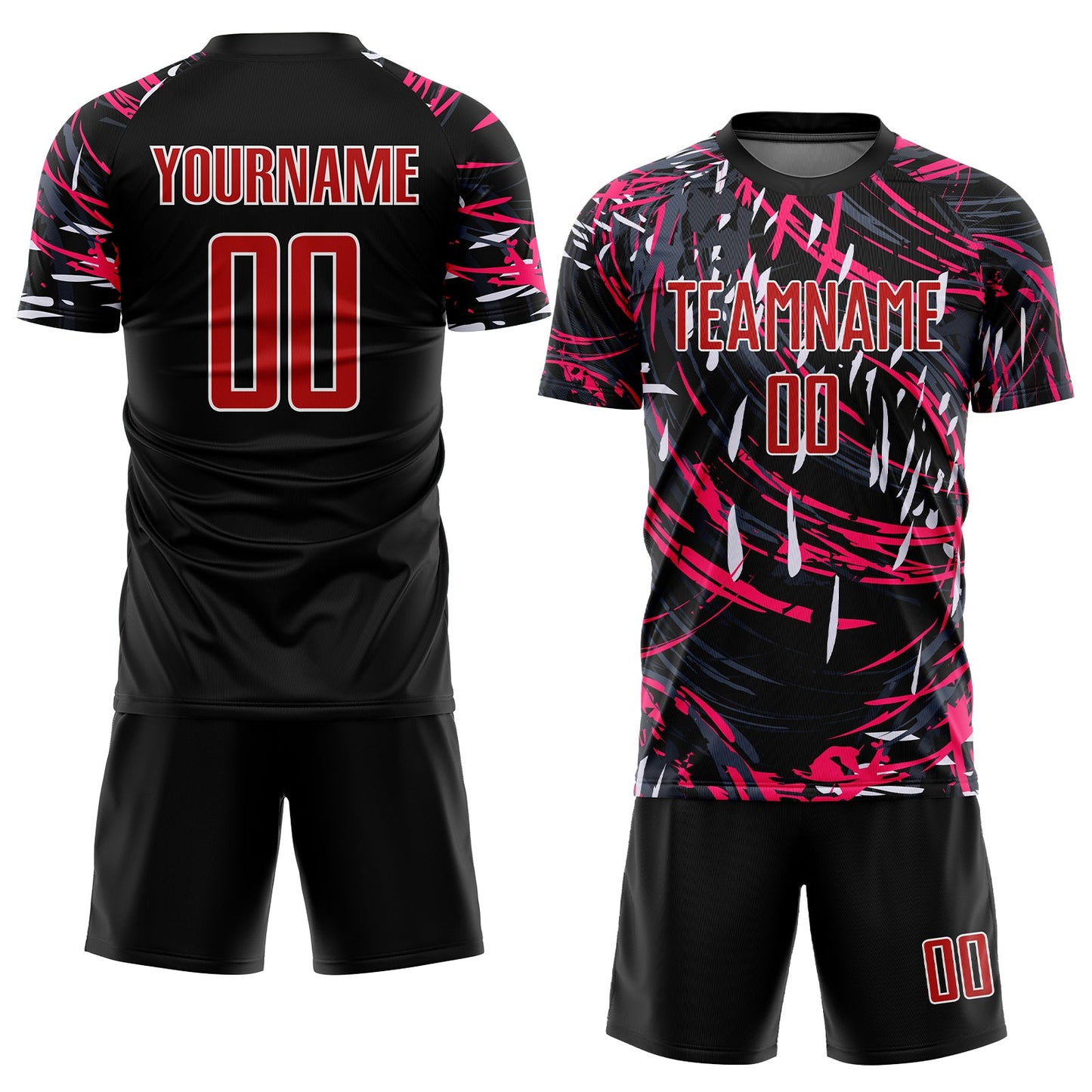 Custom Black Red-White Sublimation Soccer Uniform Jersey view 2