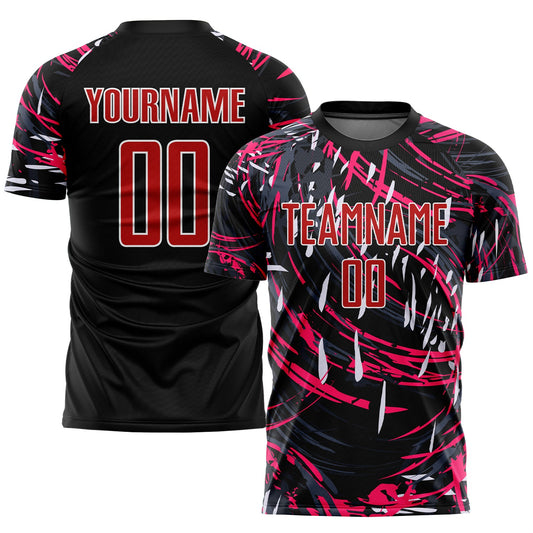 Custom Black Red-White Sublimation Soccer Uniform Jersey - Main View