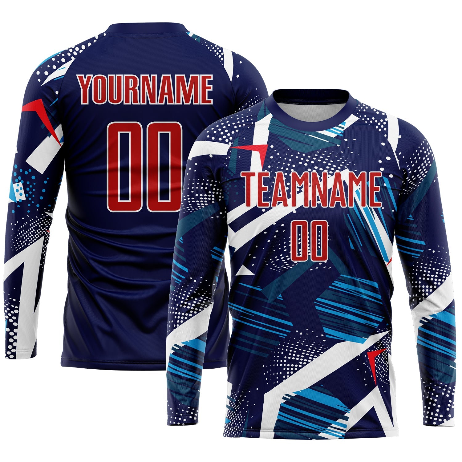 Custom Navy Red-White Sublimation Soccer Uniform Jersey view 3
