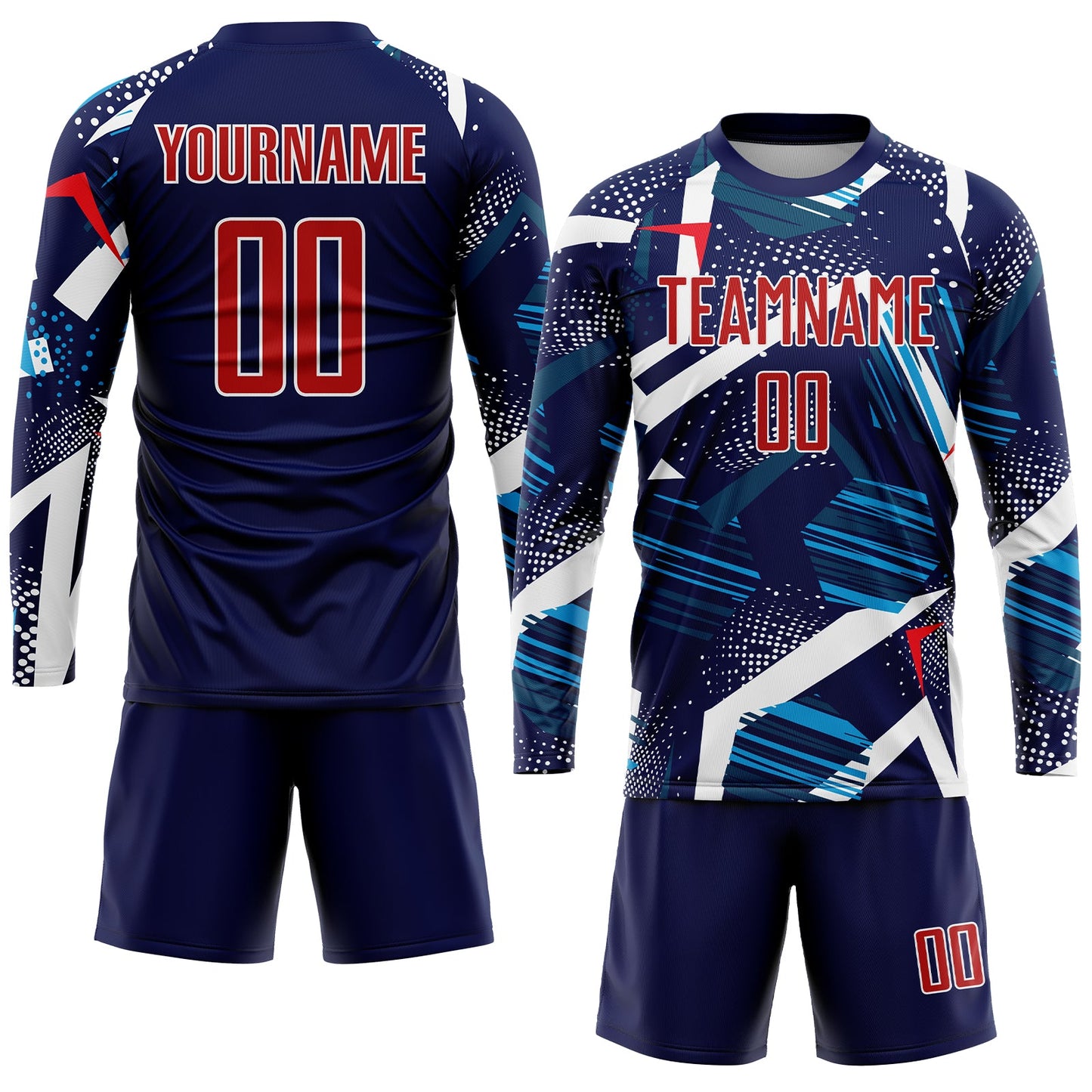 Custom Navy Red-White Sublimation Soccer Uniform Jersey view 4