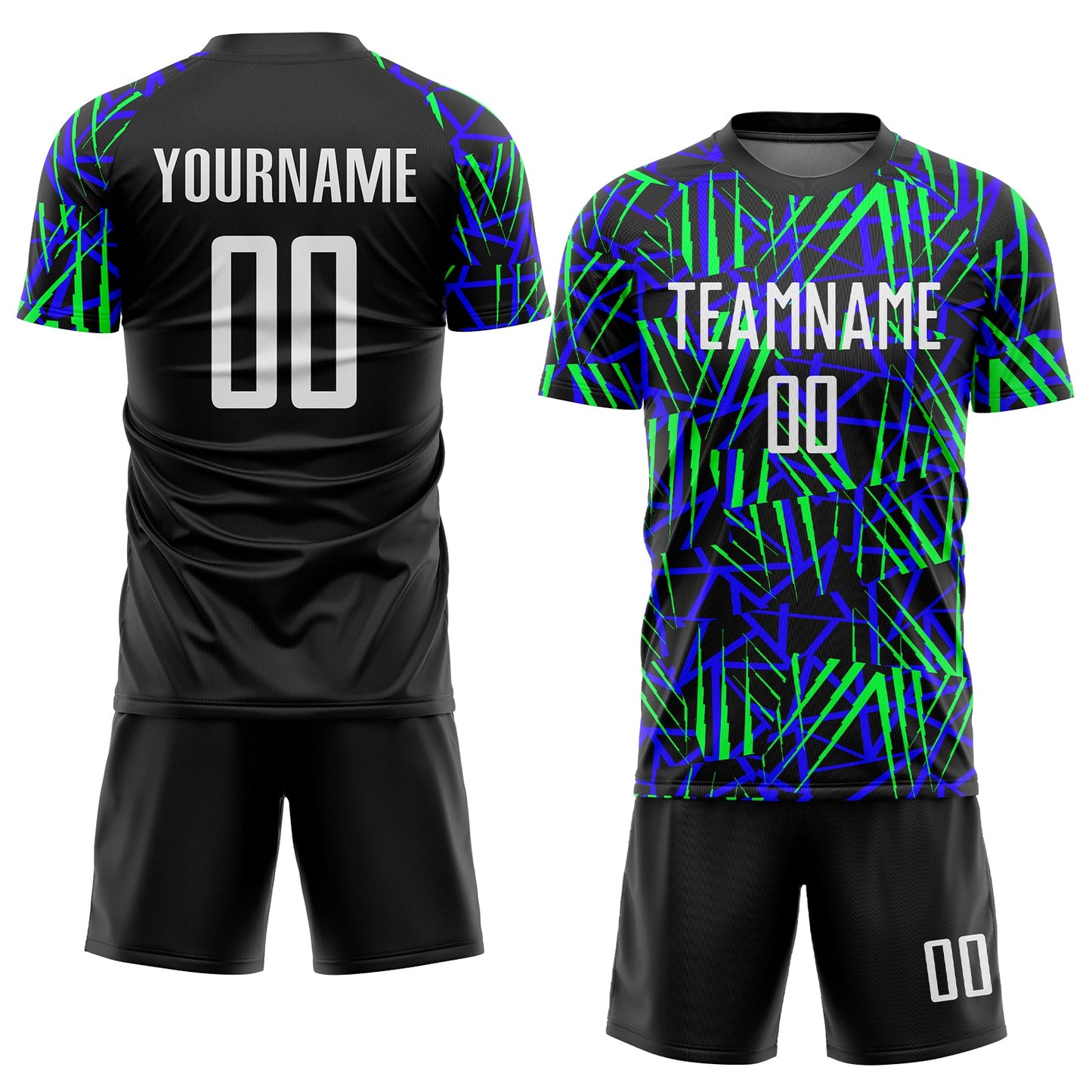 Custom Black White-Neon Green Sublimation Soccer Uniform Jersey view 2