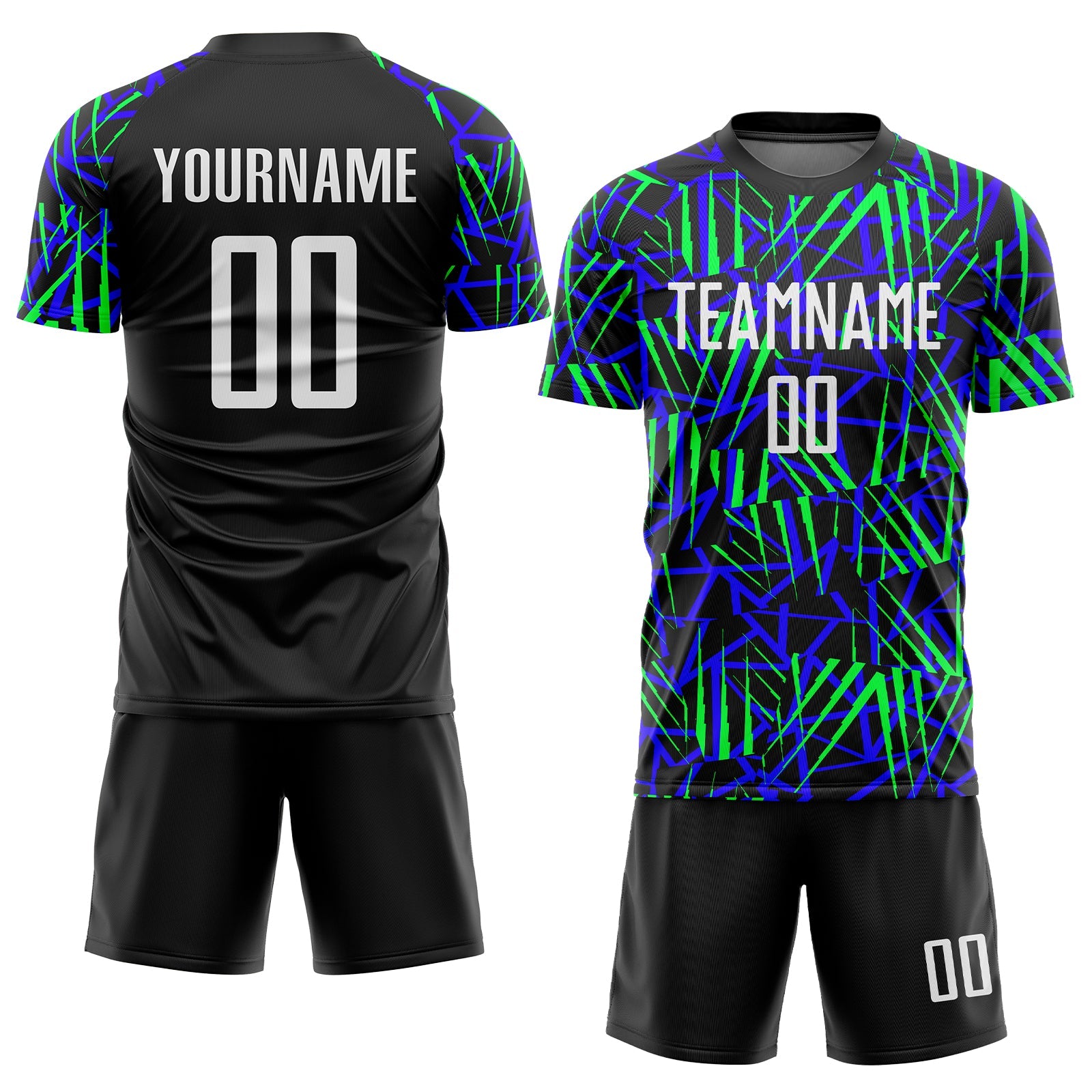 Custom Black White-Neon Green Sublimation Soccer Uniform Jersey view 2