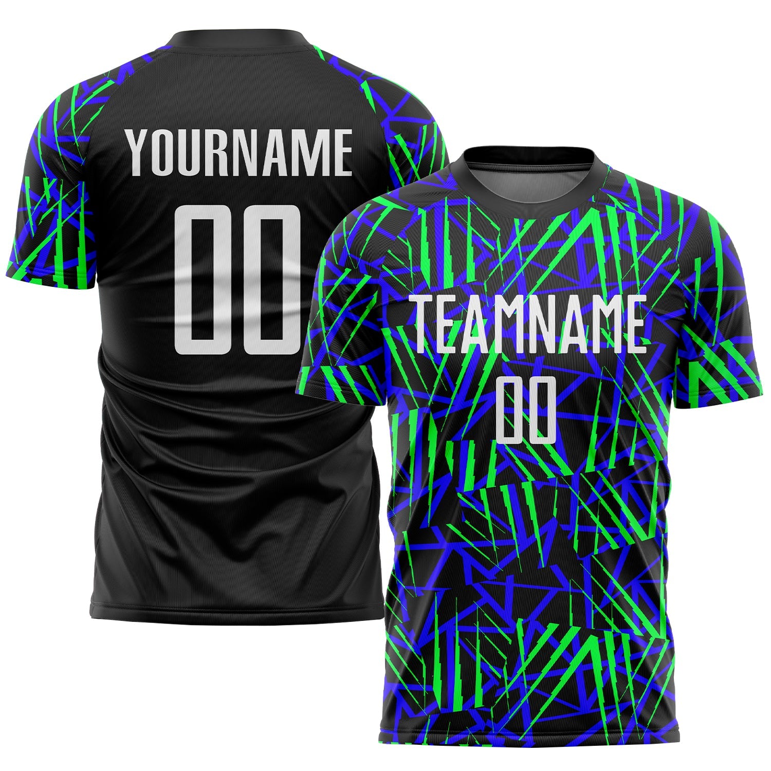 Custom Black White-Neon Green Sublimation Soccer Uniform Jersey - Main View