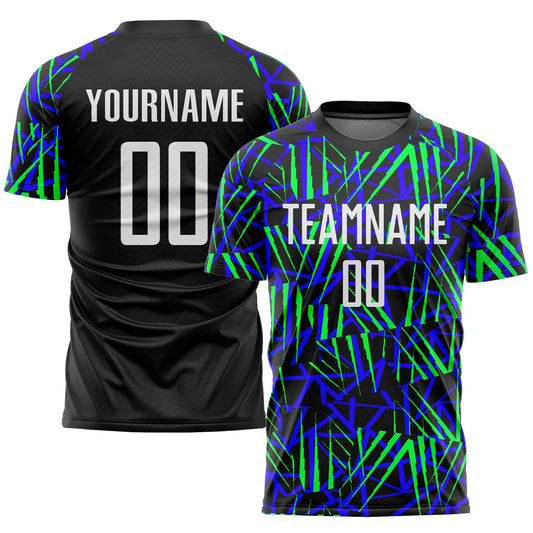 Custom Black White-Neon Green Sublimation Soccer Uniform Jersey - Main View
