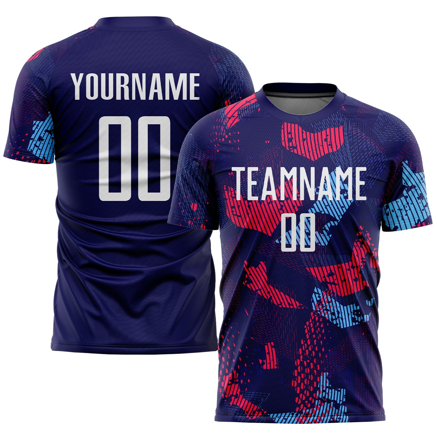 Custom Navy White-Light Blue Sublimation Soccer Uniform Jersey - Main View
