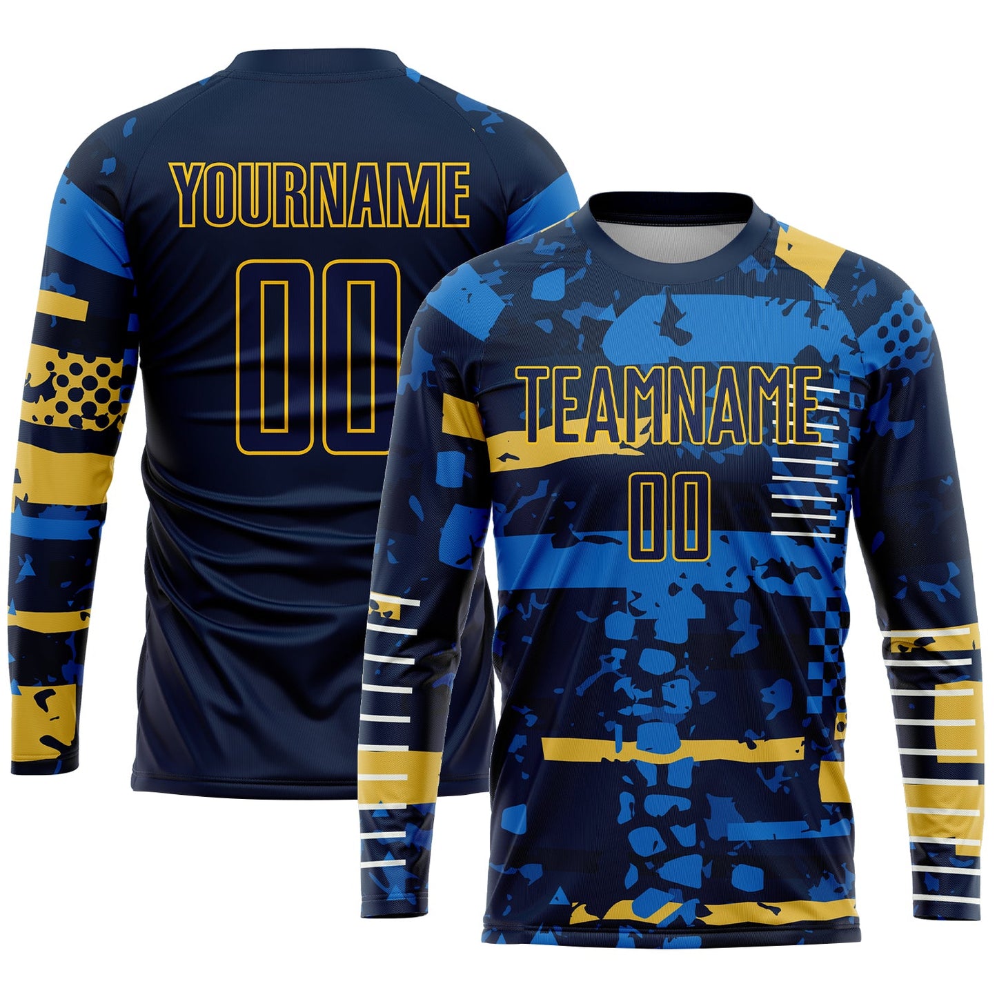 Custom Navy Navy-Gold Sublimation Soccer Uniform Jersey view 3