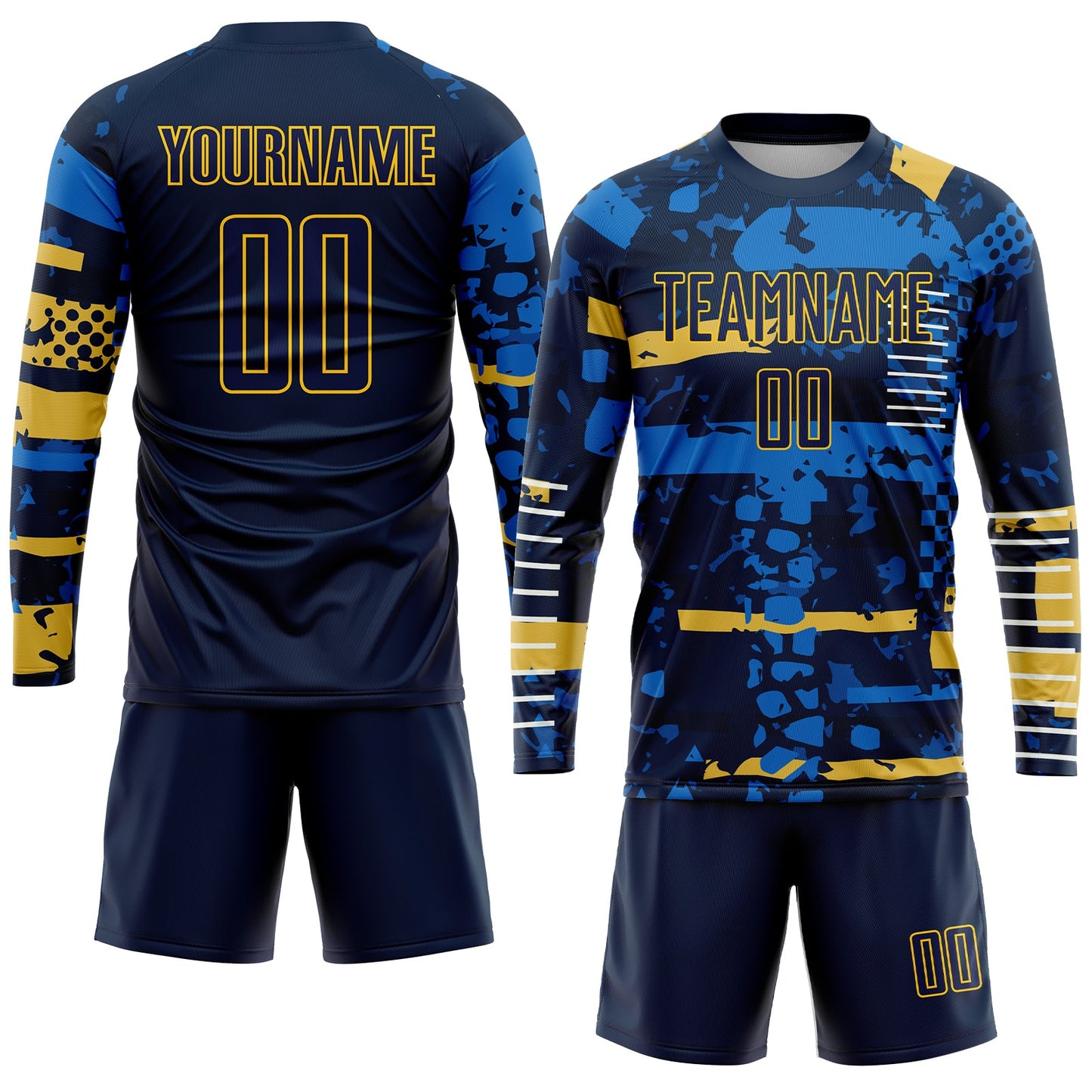 Custom Navy Navy-Gold Sublimation Soccer Uniform Jersey view 4