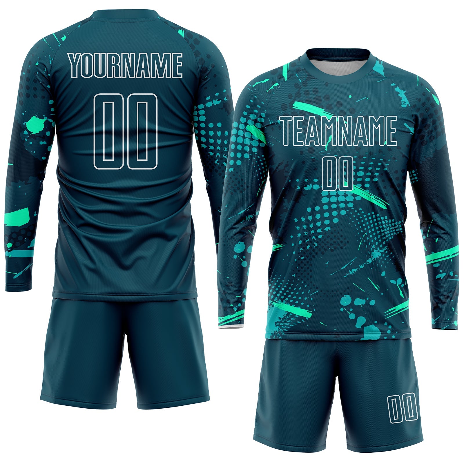 Custom Green Green-Teal Sublimation Soccer Uniform Jersey view 4