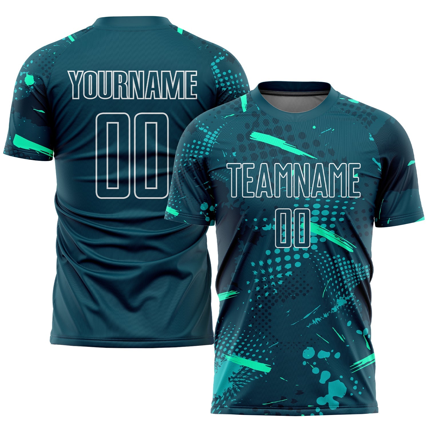 Custom Green Green-Teal Sublimation Soccer Uniform Jersey - Main View