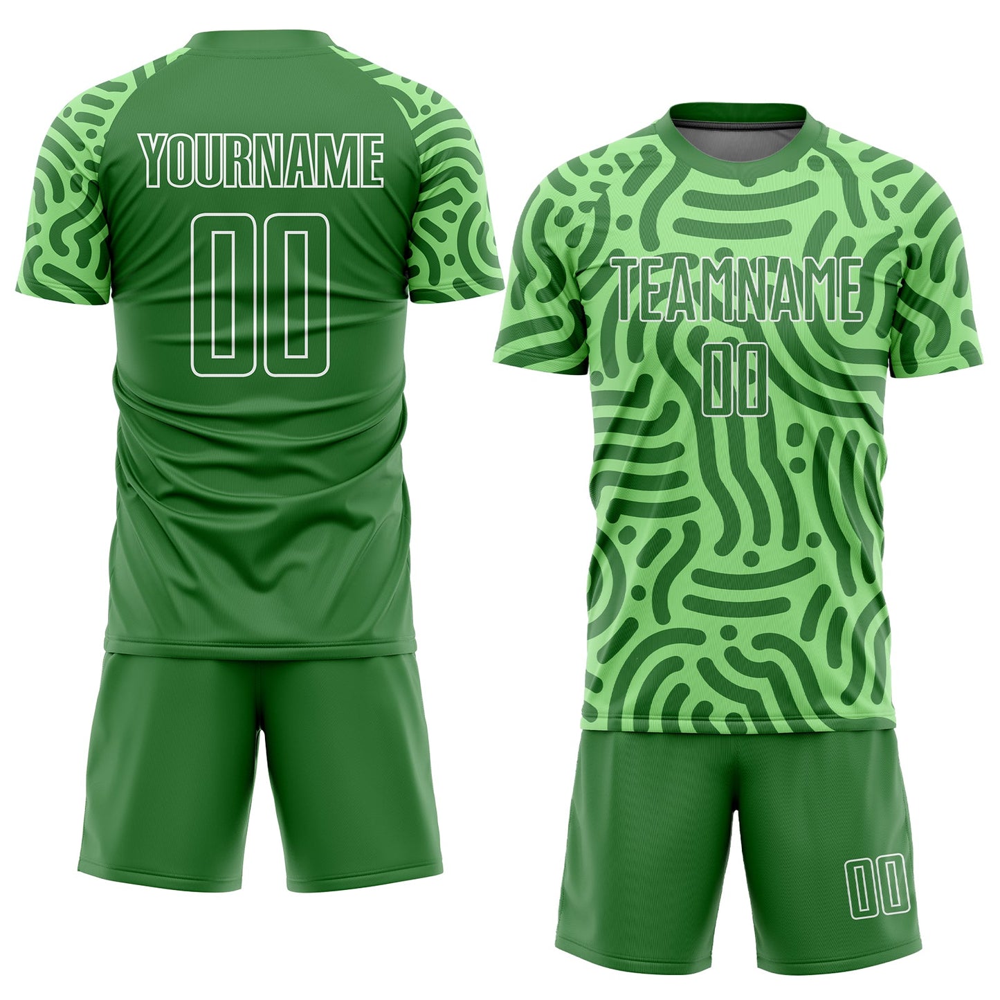 Custom Neon Green Kelly Green-White Sublimation Soccer Uniform Jersey view 2