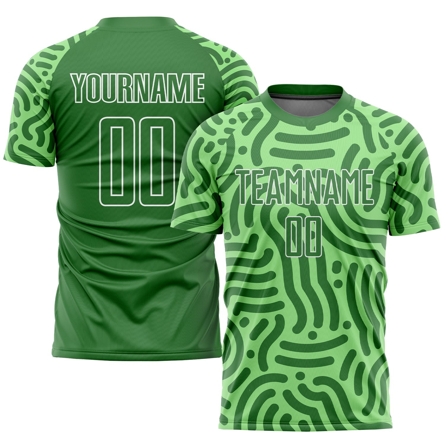 Custom Neon Green Kelly Green-White Sublimation Soccer Uniform Jersey - Main View