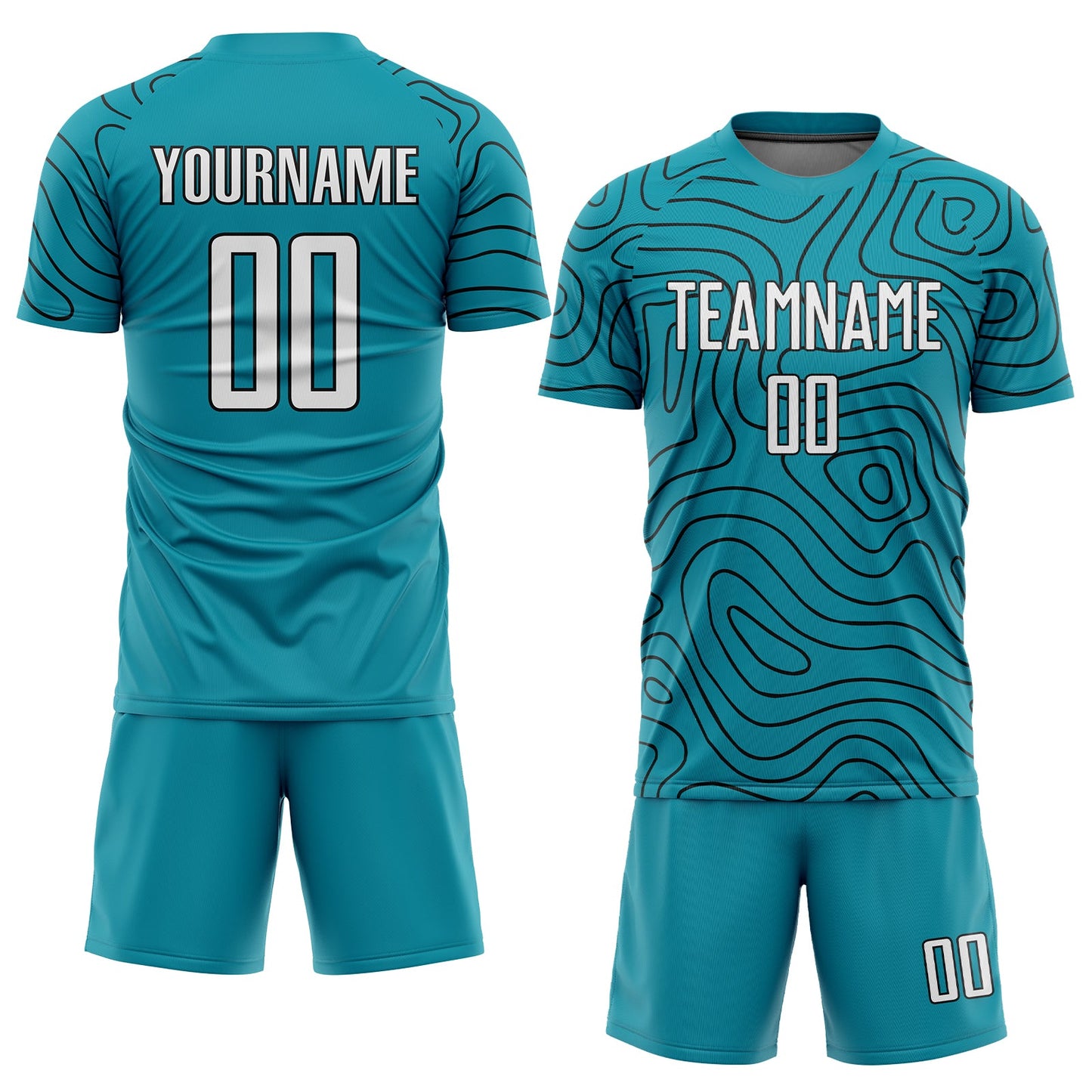 Custom Teal White-Black Sublimation Soccer Uniform Jersey view 2