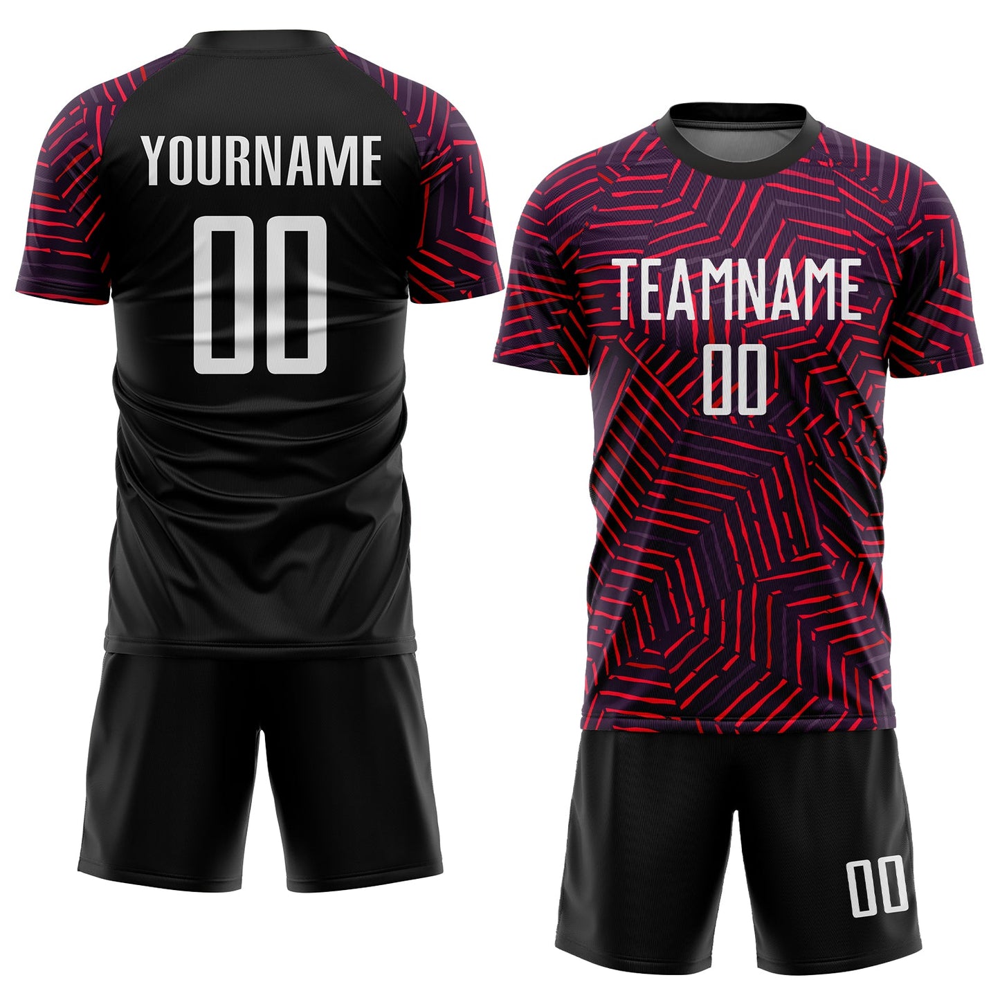 Custom Black White-Red Sublimation Soccer Uniform Jersey view 2