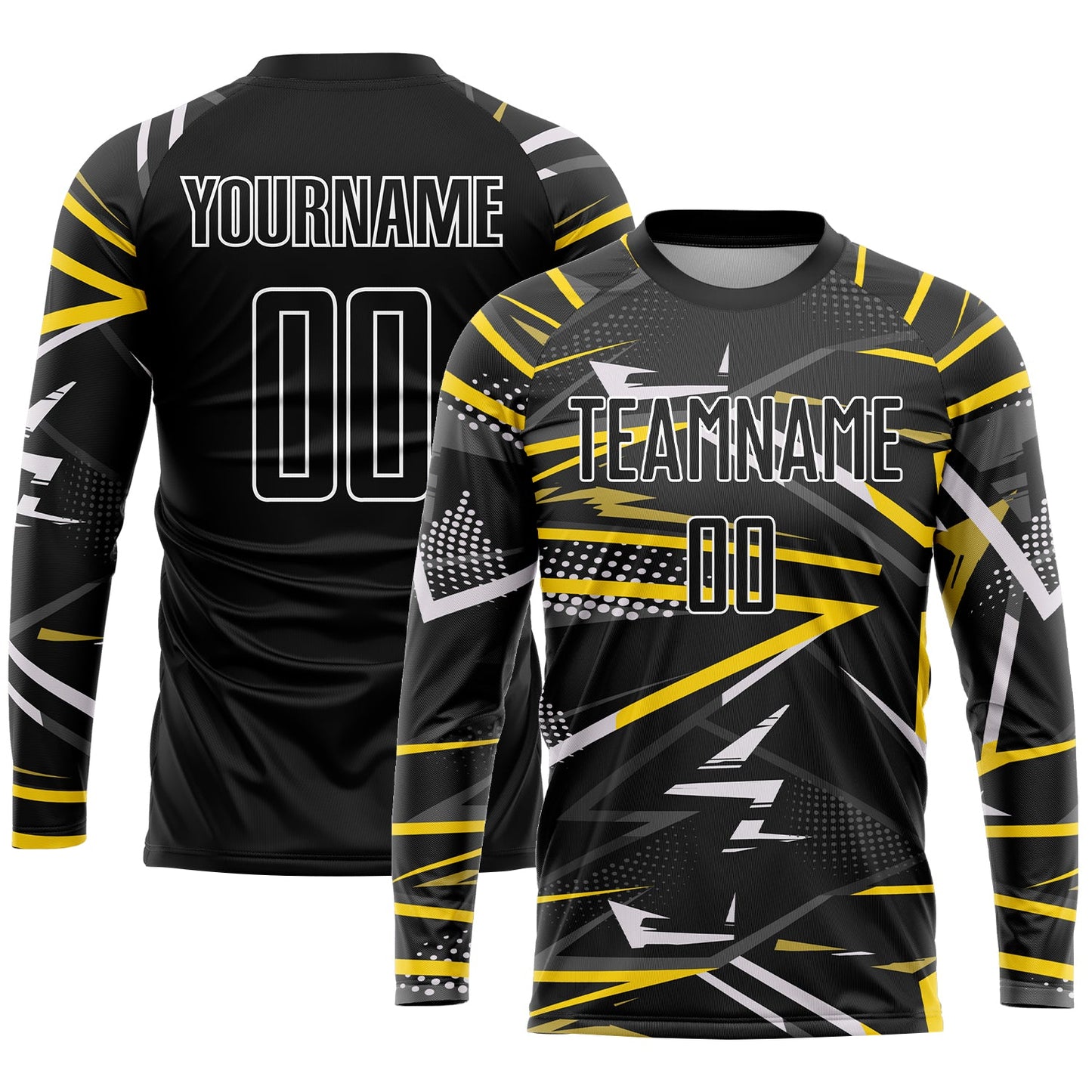 Custom Black Black-Gold Sublimation Soccer Uniform Jersey view 3