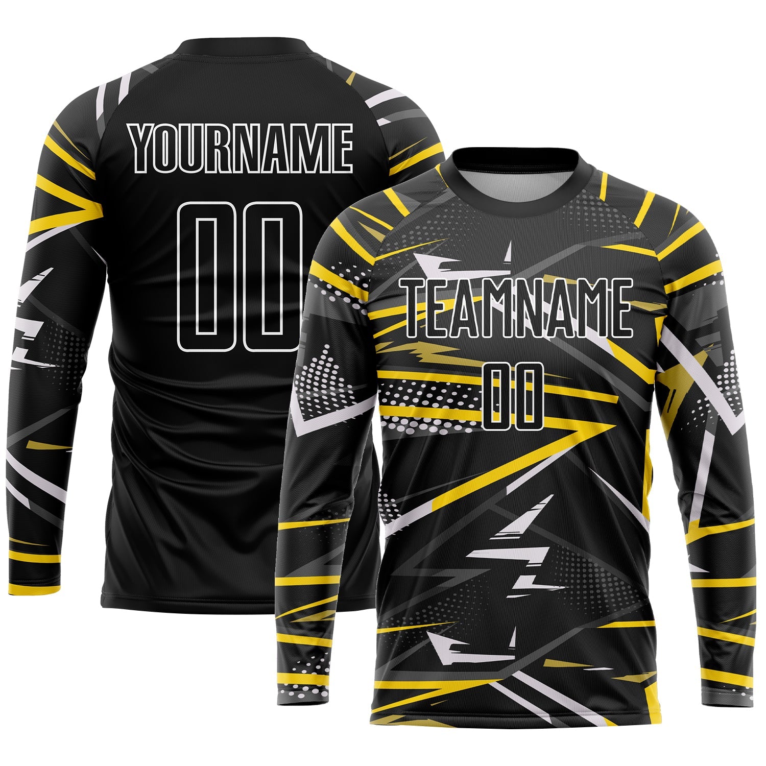 Custom Black Black-Gold Sublimation Soccer Uniform Jersey view 3