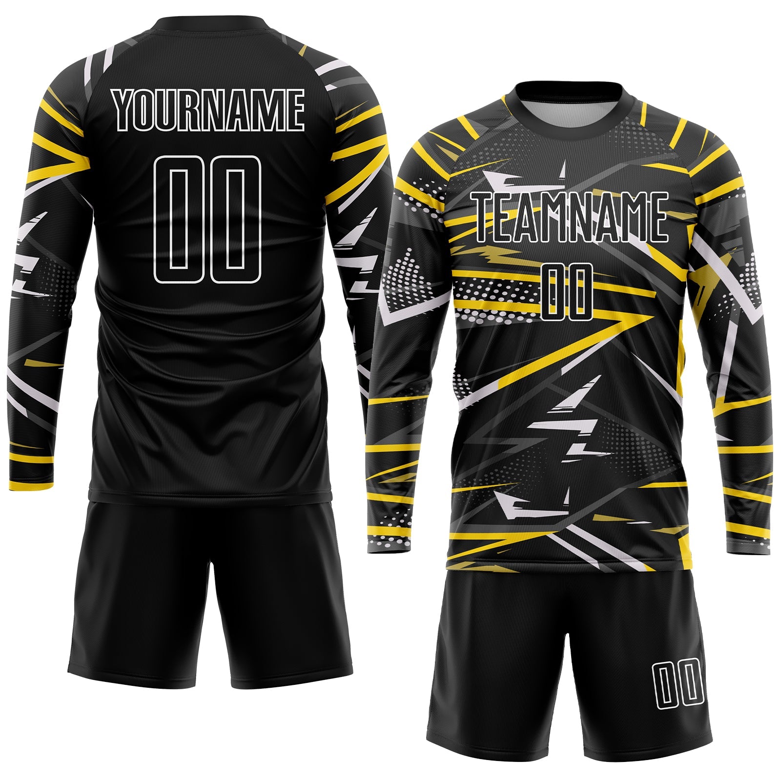 Custom Black Black-Gold Sublimation Soccer Uniform Jersey view 4