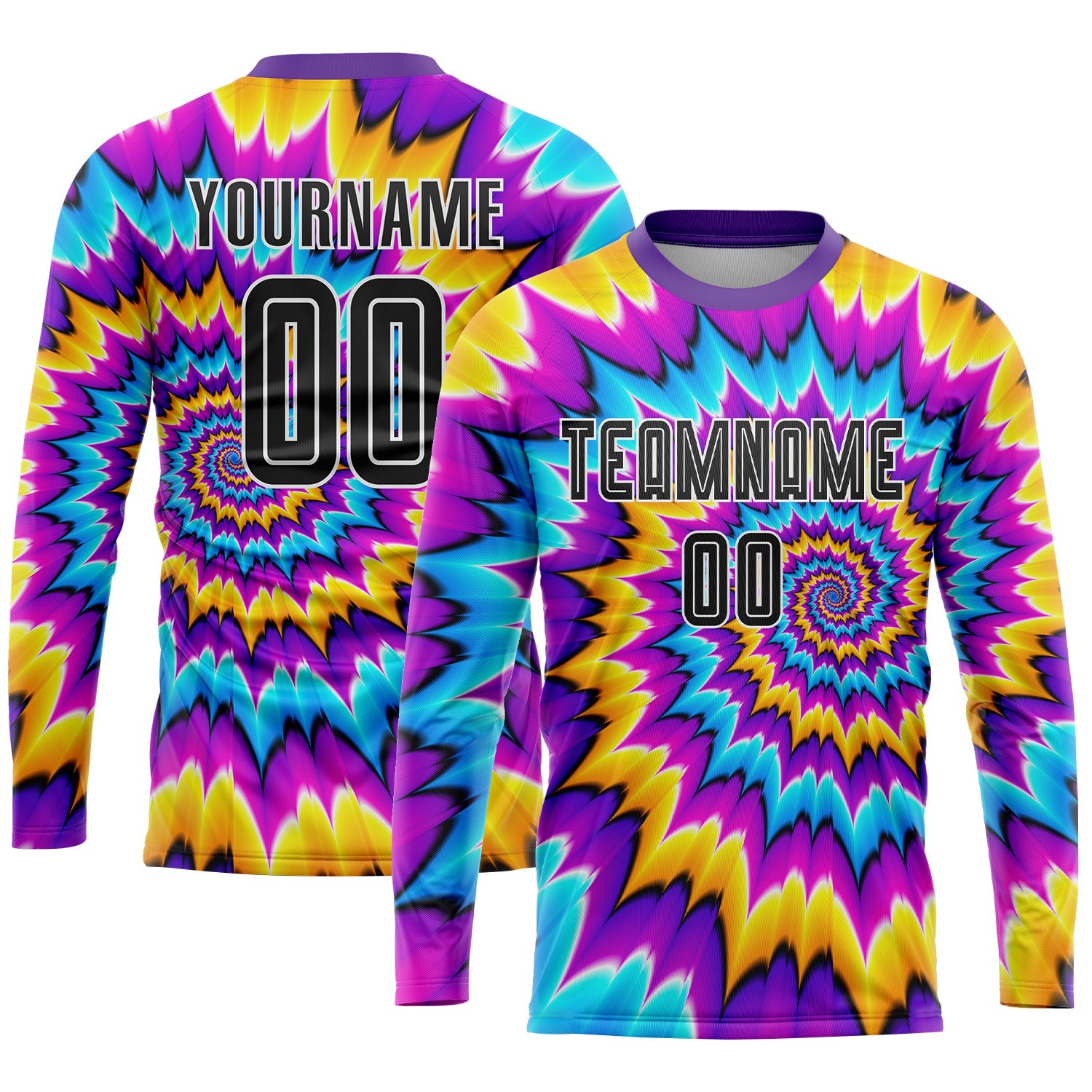 Custom Tie Dye Black-White Sublimation Soccer Uniform Jersey view 3