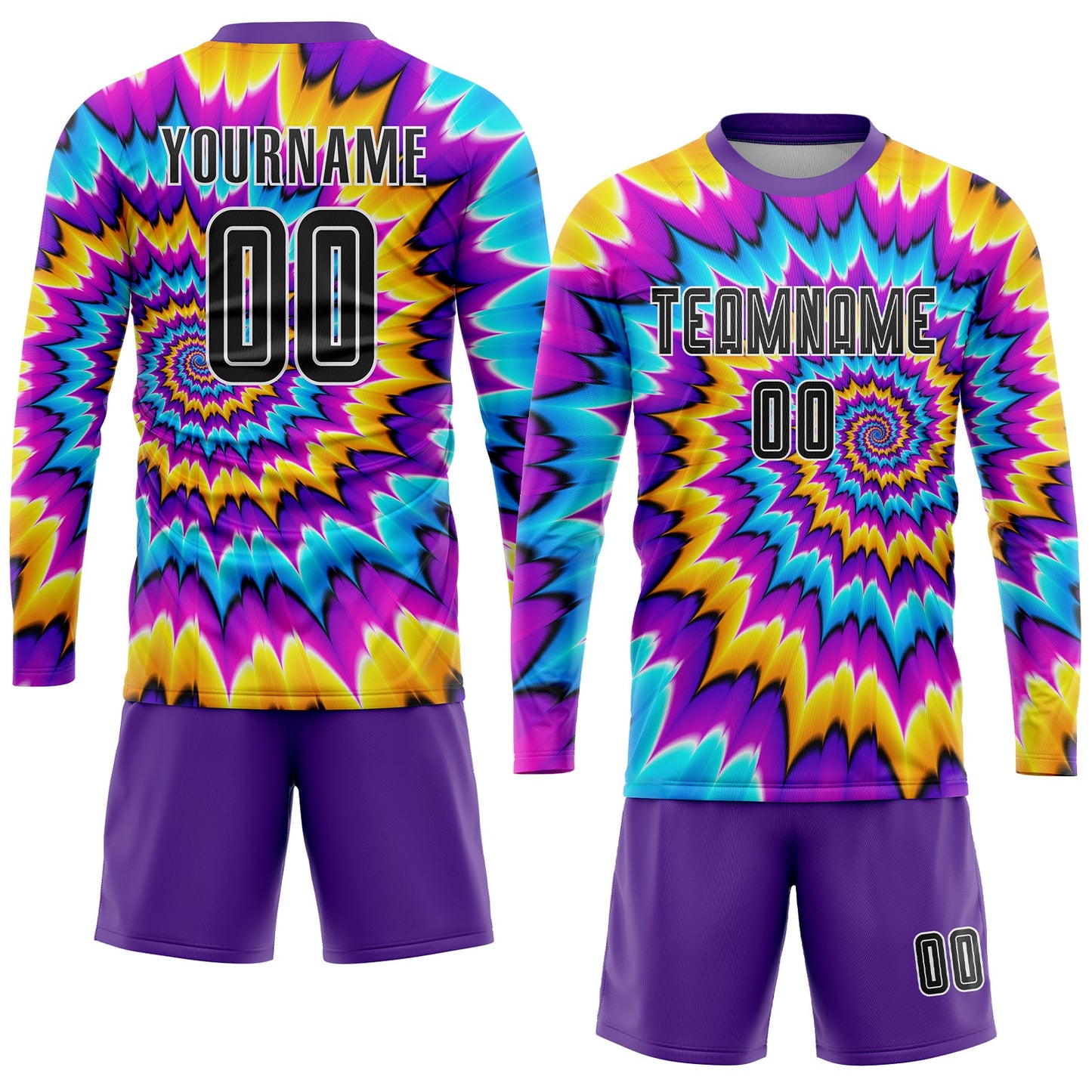 Custom Tie Dye Black-White Sublimation Soccer Uniform Jersey view 4