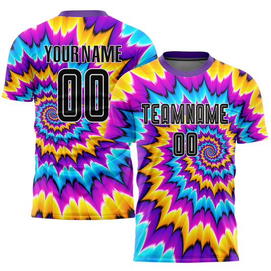 Custom Tie Dye Black-White Sublimation Soccer Uniform Jersey - Main View