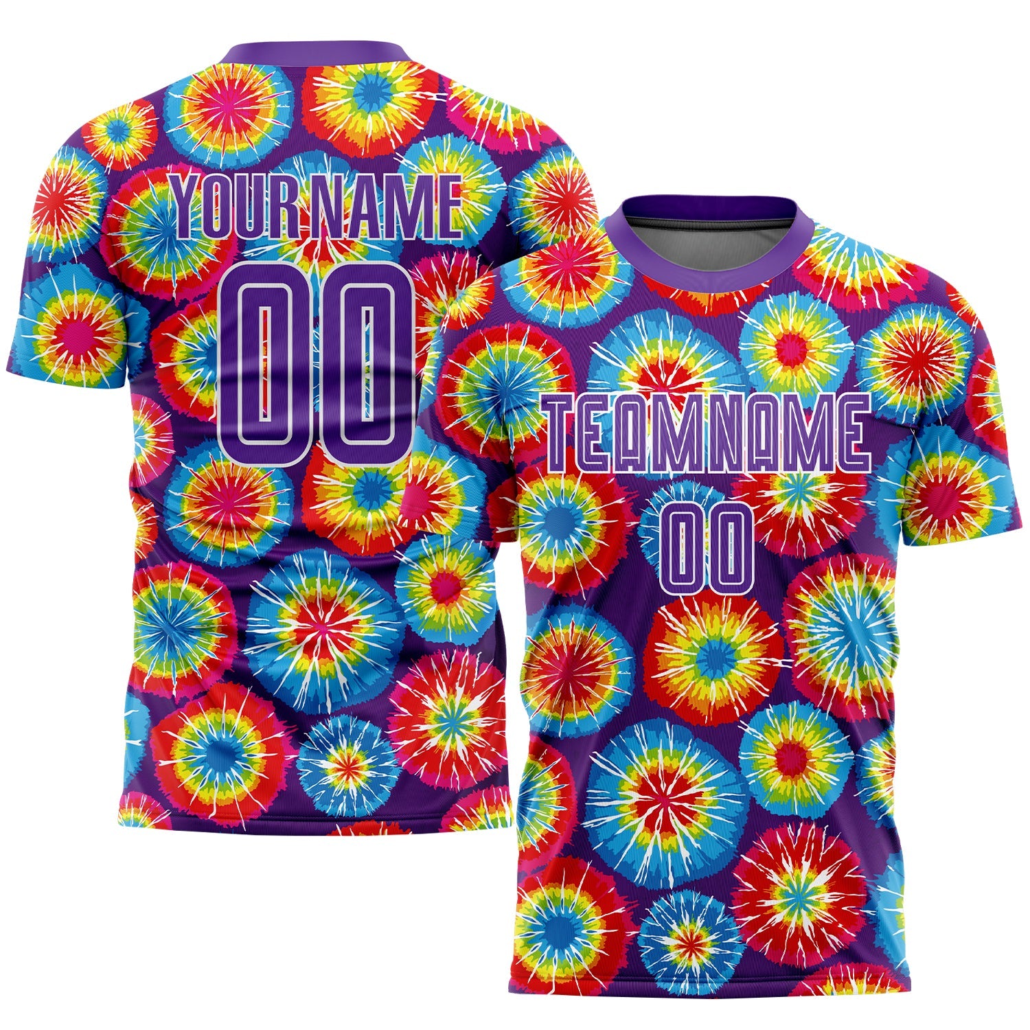 Custom Tie Dye Purple-White Sublimation Soccer Uniform Jersey - Main View
